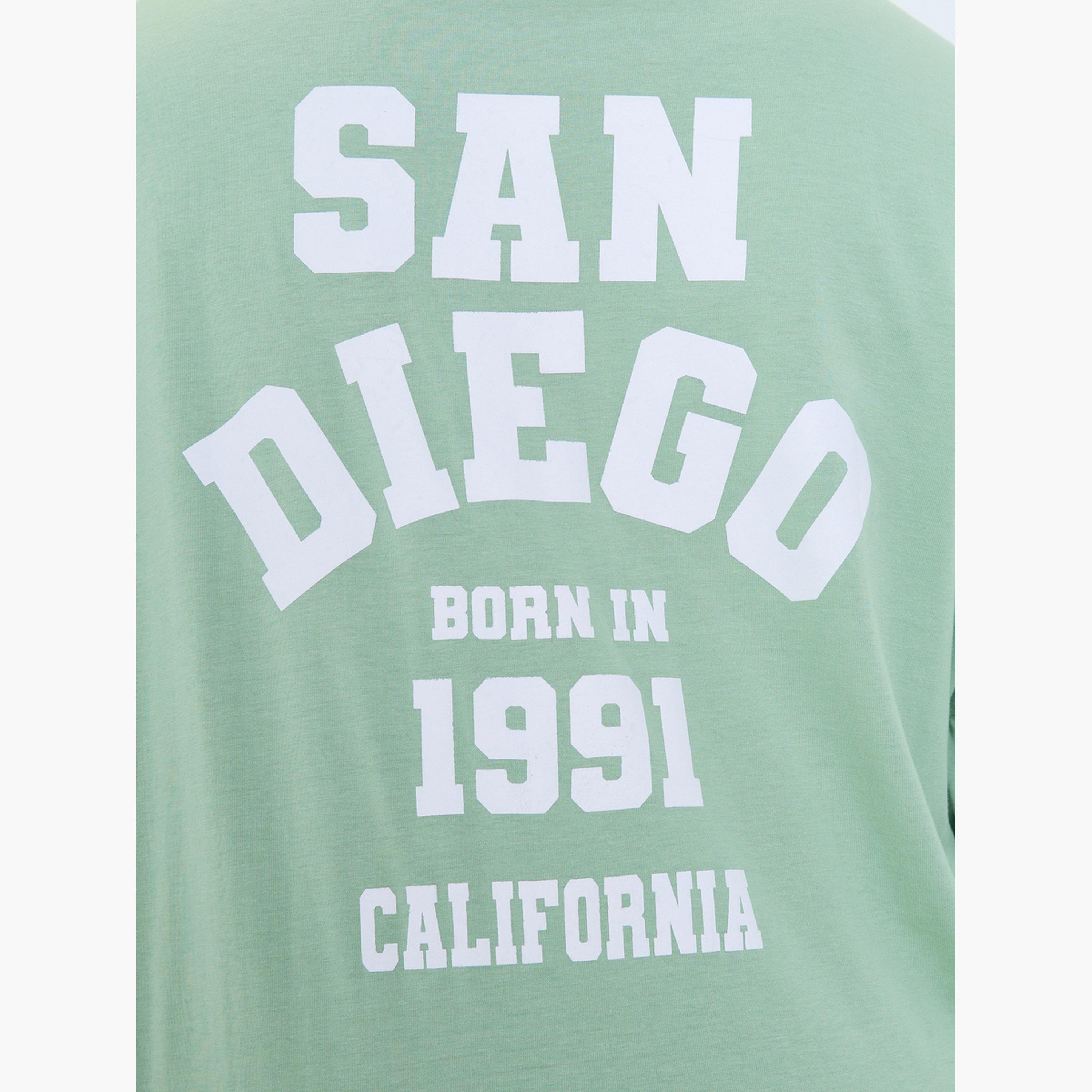 ستايلي - تي شيرت أخضر مقاس واسع برسومات غرافيكية-women-clothing-tshirts-image-4