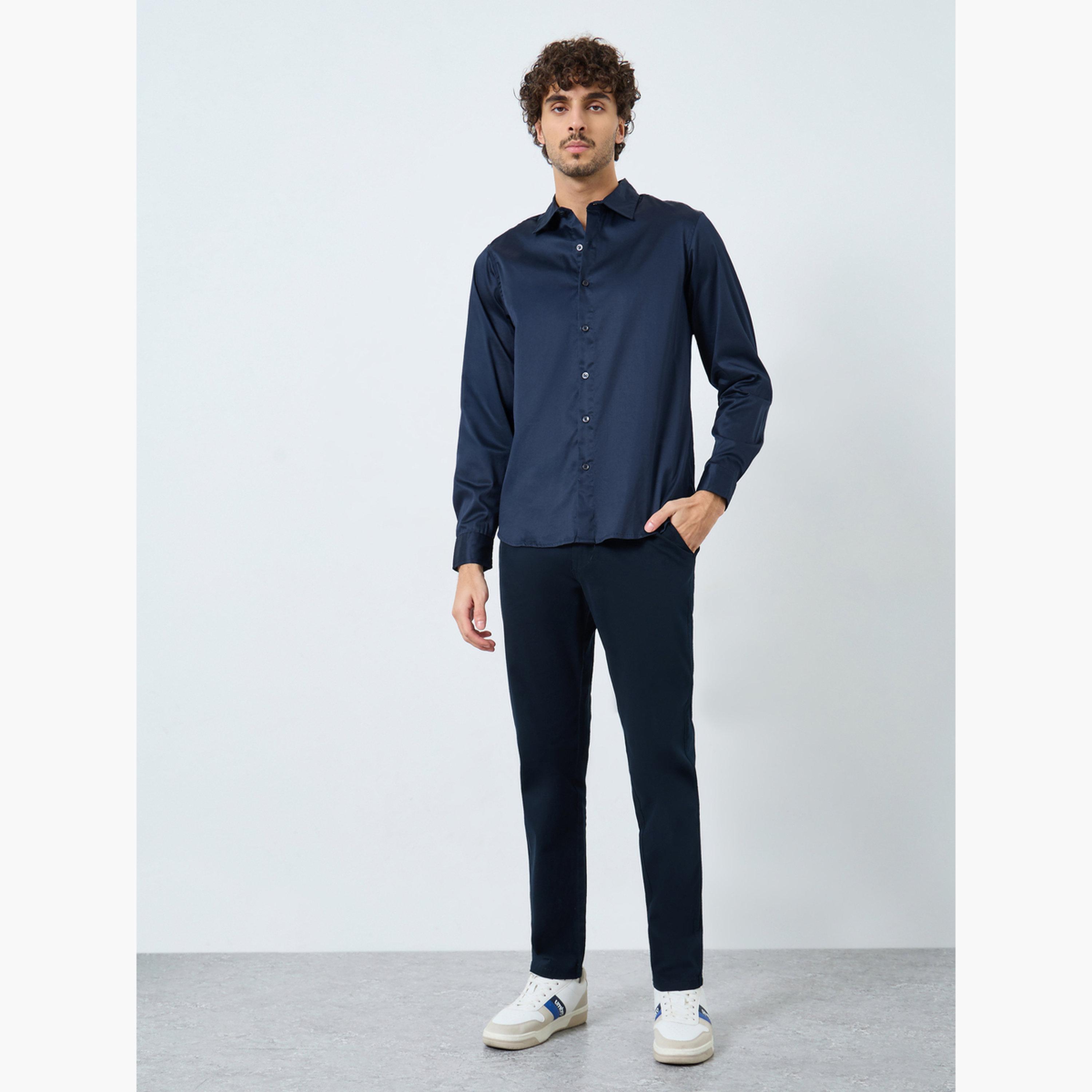 Styli Men Satin Slim Fit Tailored Long Sleeve Shirt-men-clothing-shirts-image-2