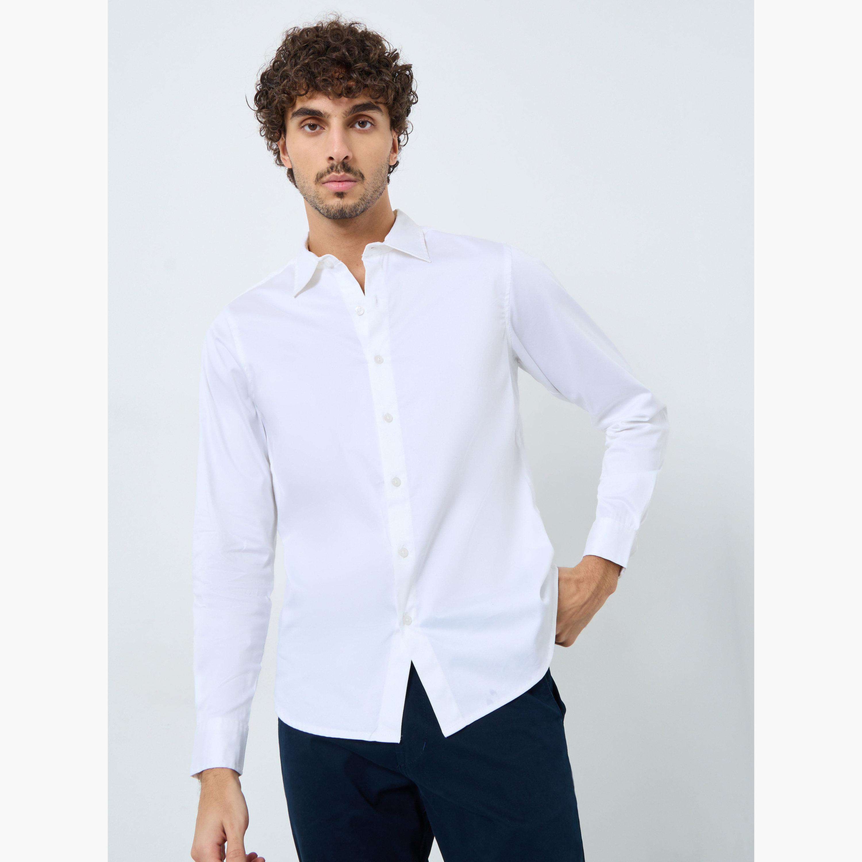 ستايلي - قميص ساتان بقصّة تصميم نحيف وأكمام طويلة للرجال-men-clothing-shirts-image-1