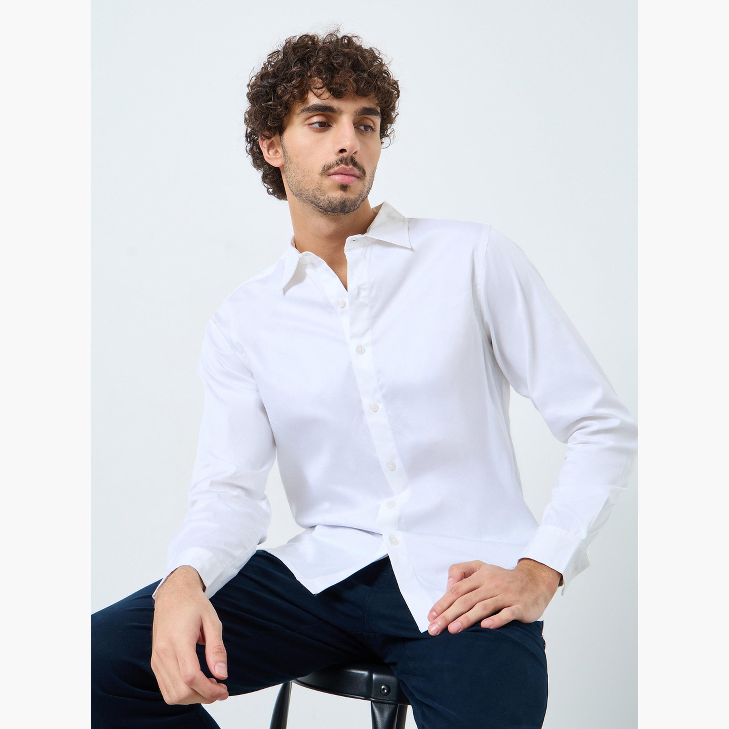 ستايلي - قميص ساتان بقصّة تصميم نحيف وأكمام طويلة للرجال-men-clothing-shirts-image-3