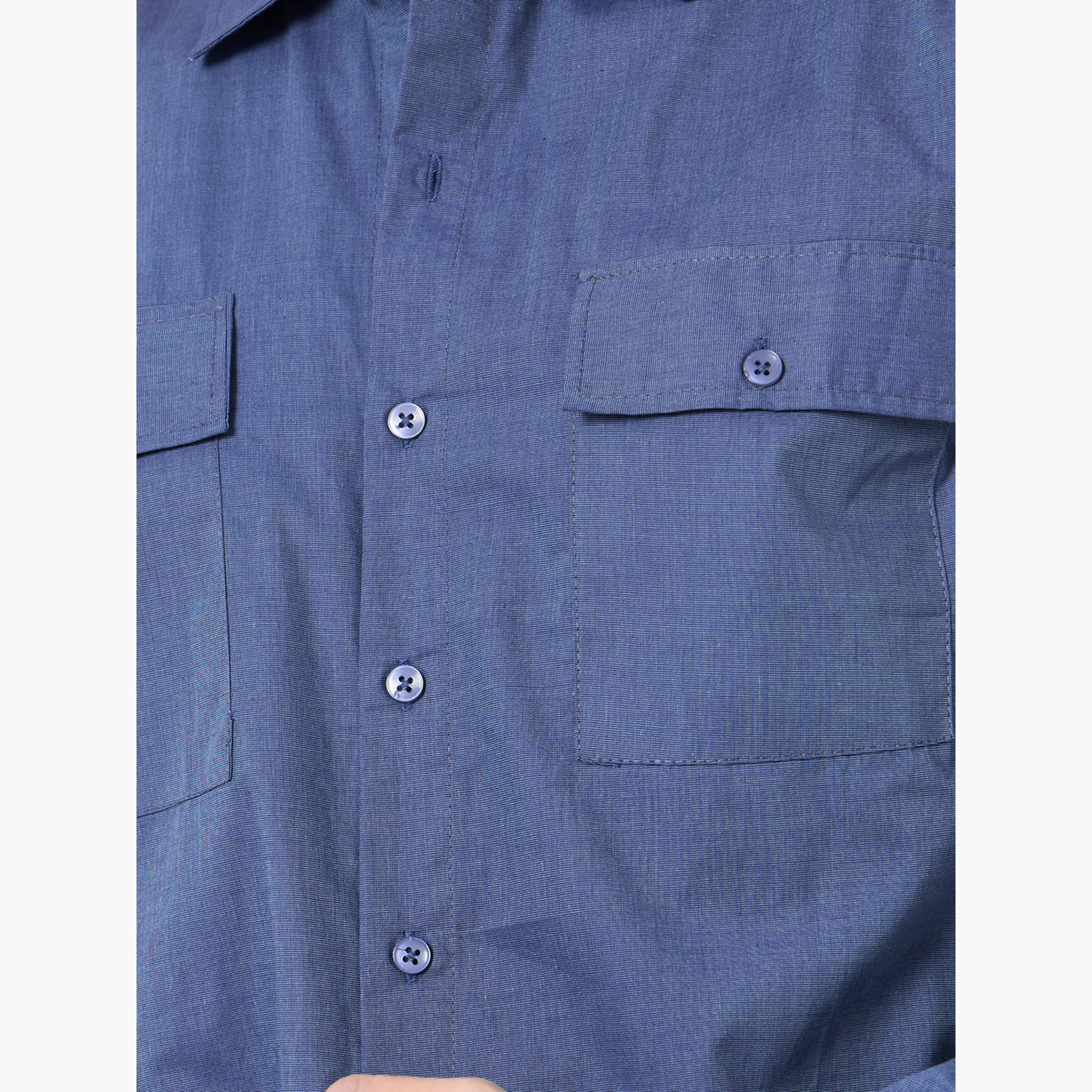 Styli Men Plain Blue Regular Fit Spread Collar Shirt-men-clothing-shirts-image-3