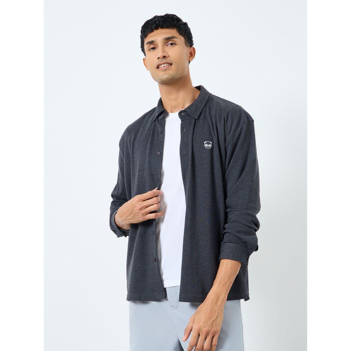 Styli Buttoned Relaxed Fit Long Sleeve Knitted Shirt-men-clothing-shirts-image-1