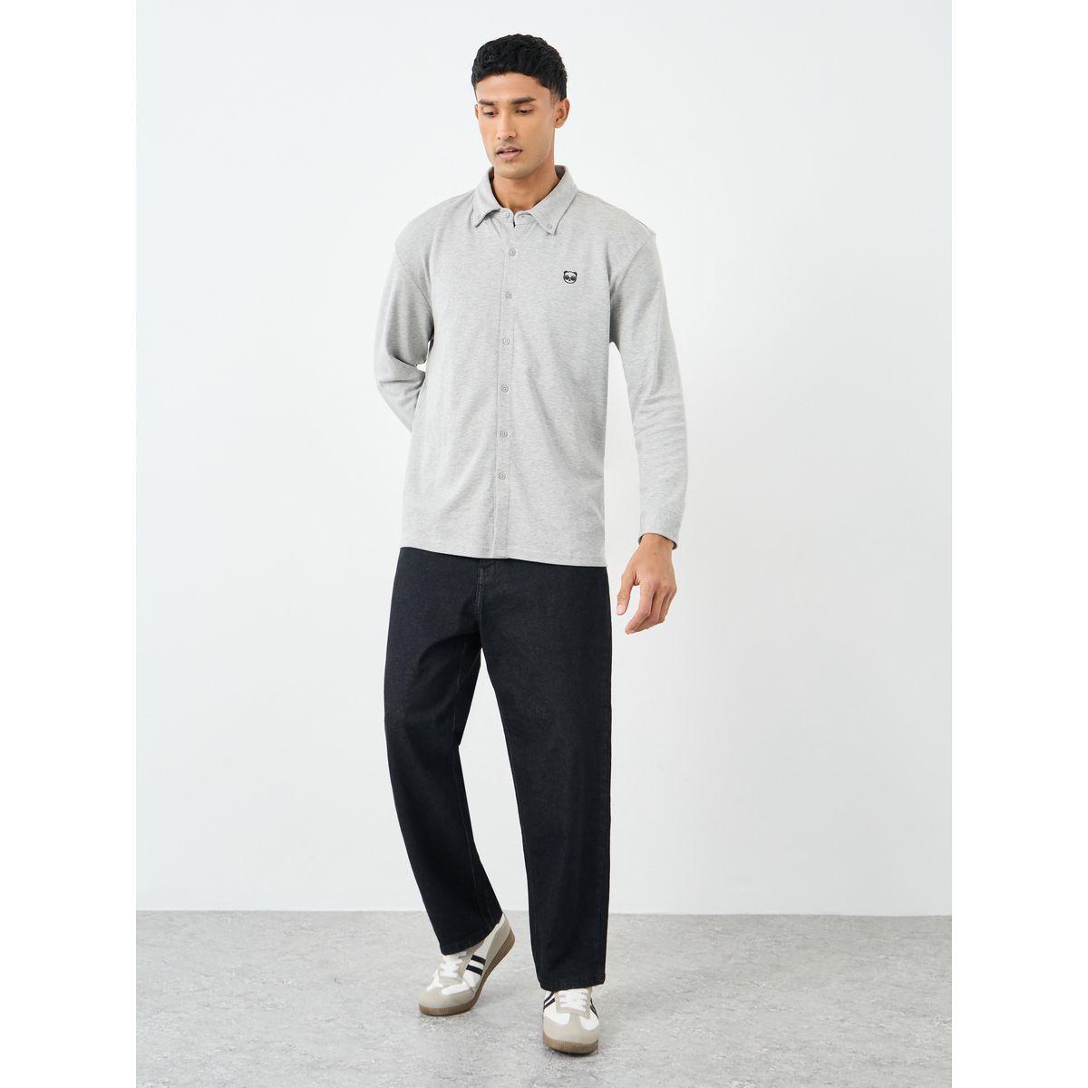 Styli Buttoned Relaxed Fit Long Sleeve Knitted Shirt-men-clothing-shirts-image-2
