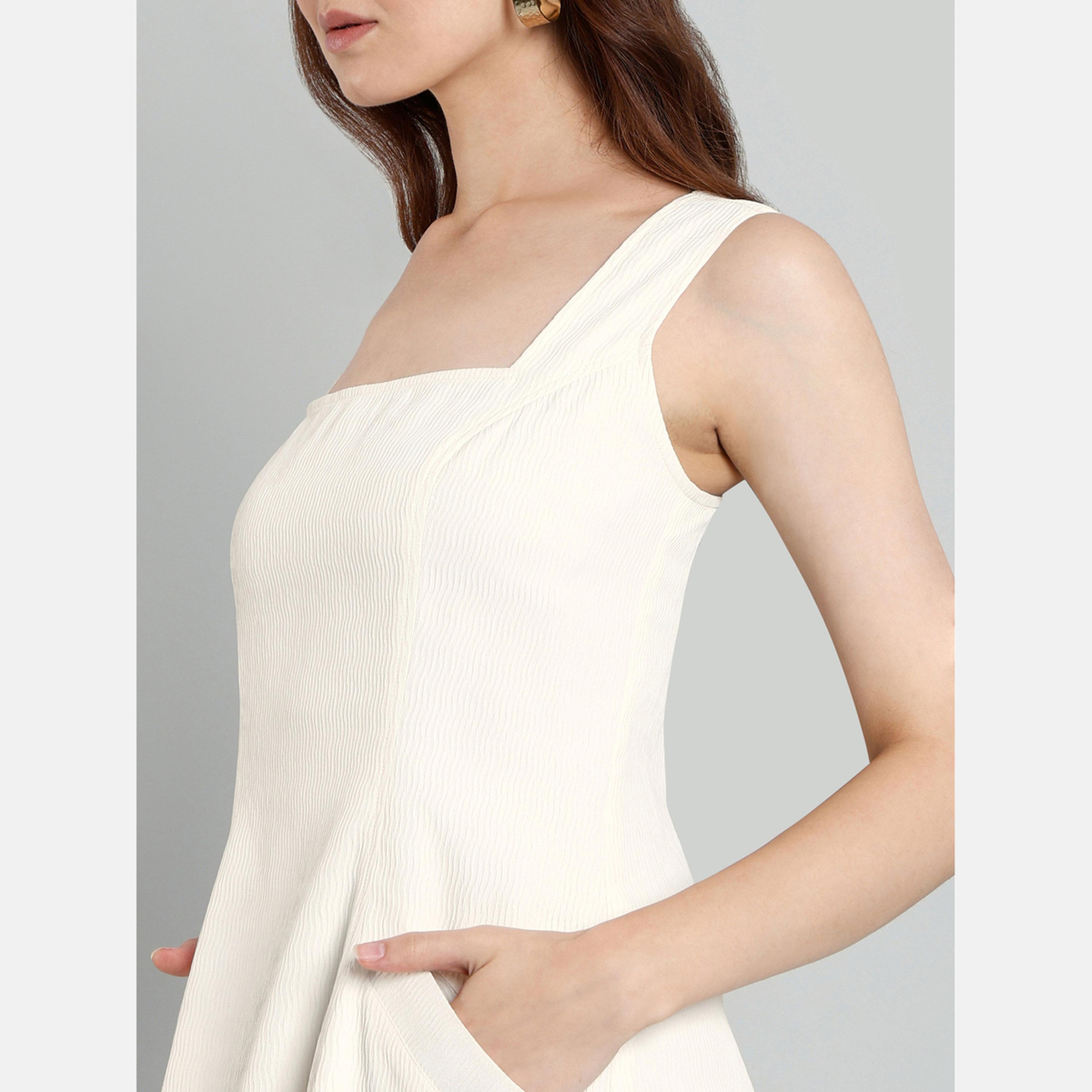 ميش - فستان أبيض قصير بدون أكمام حرف A-women-clothing-dresses-image-4