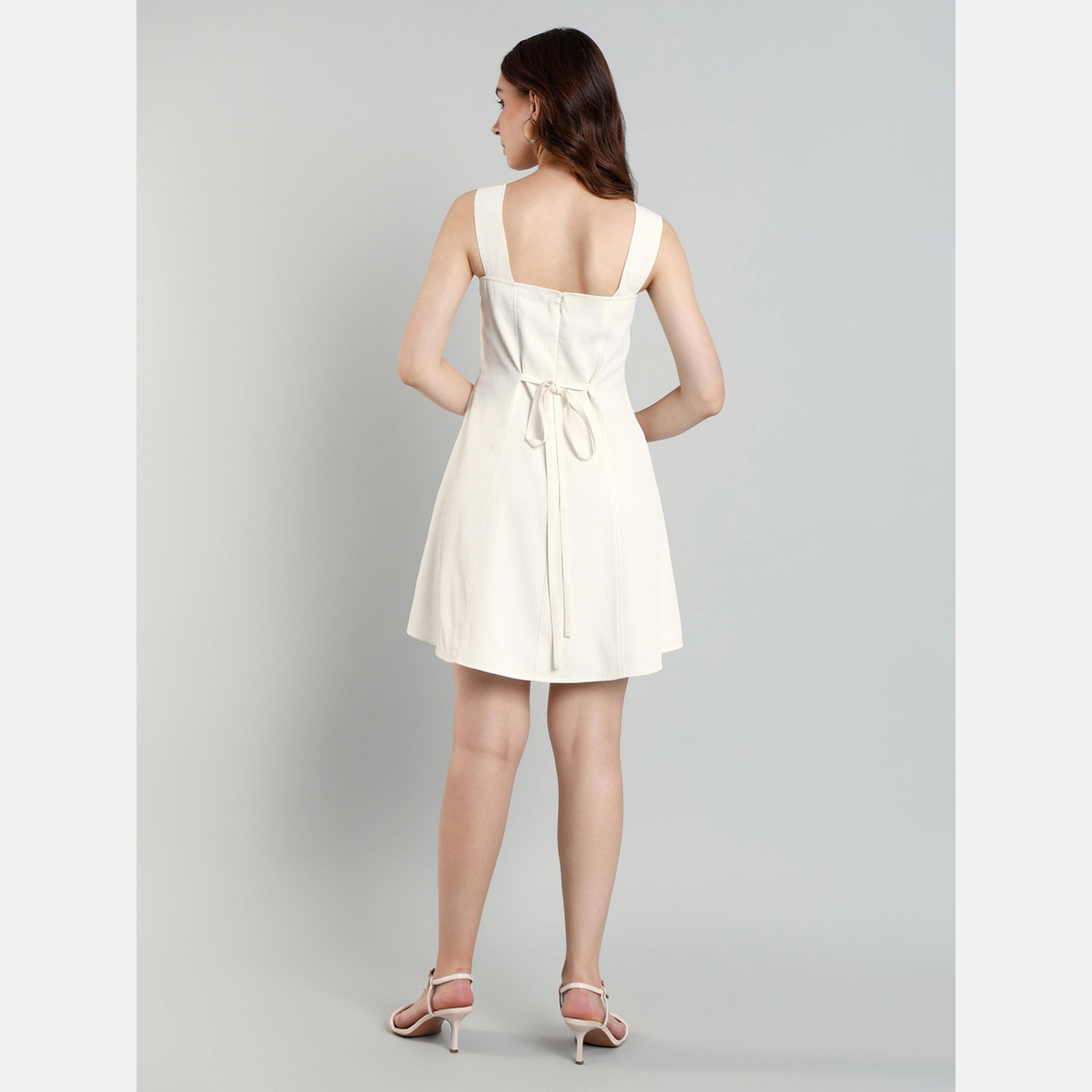 ميش - فستان أبيض قصير بدون أكمام حرف A-women-clothing-dresses-image-5