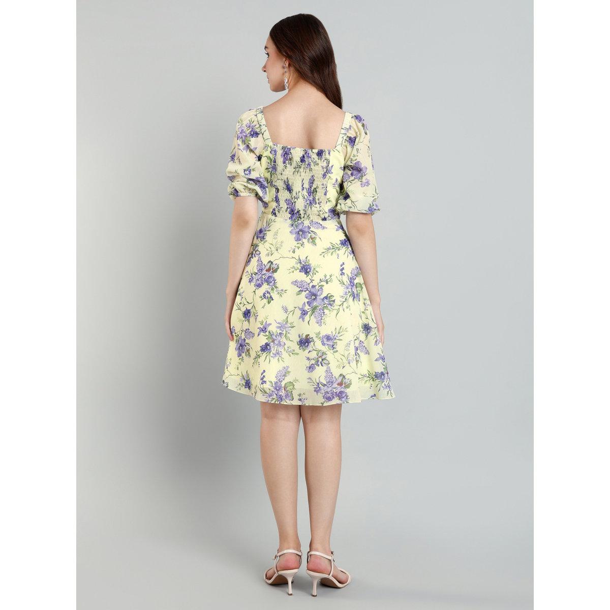فستان بطول الركبة بطبعة زهور-women-clothing-dresses-image-5