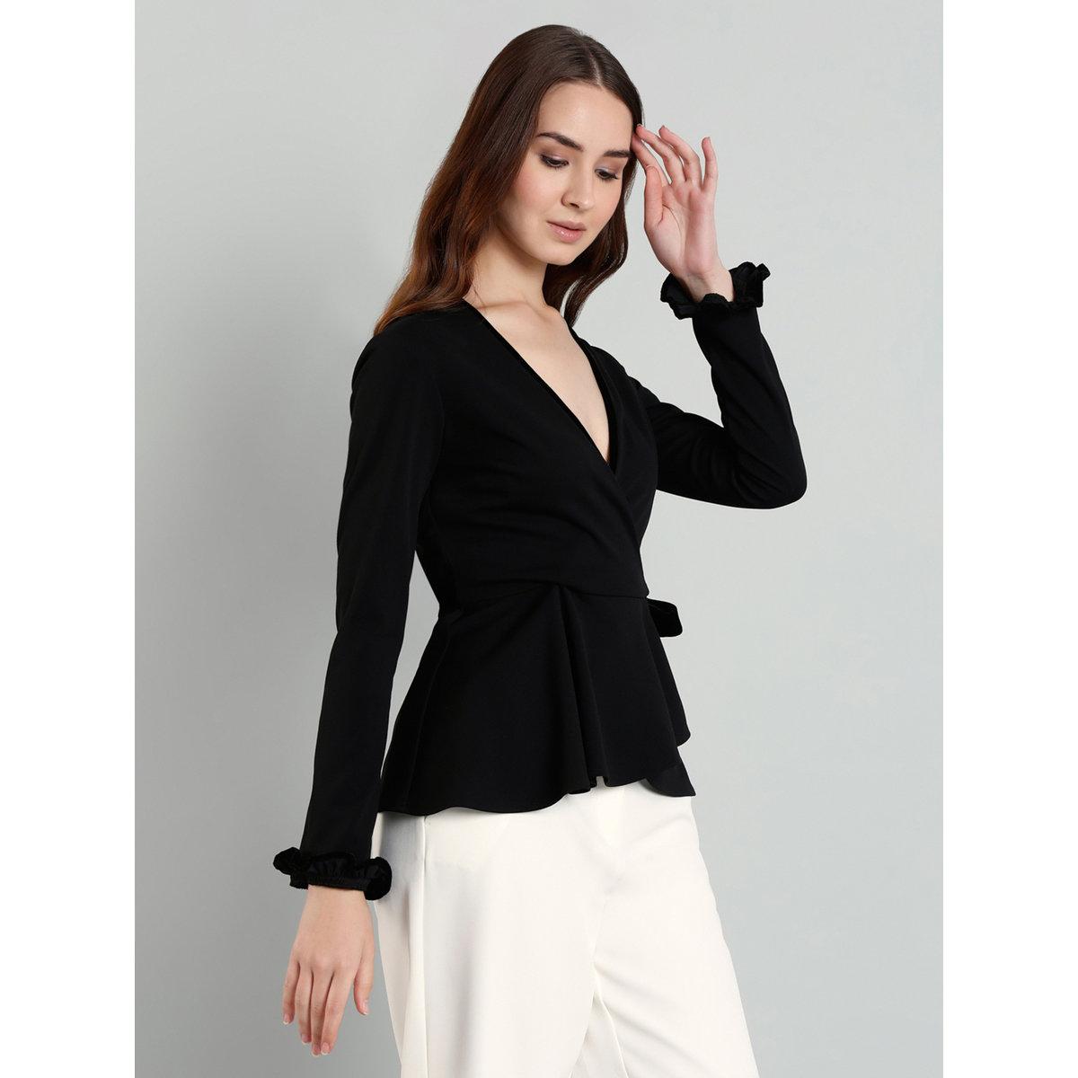 Mish Women Black Wrap Style Top-women-clothing-shirtsandblouses-blouses-image-3