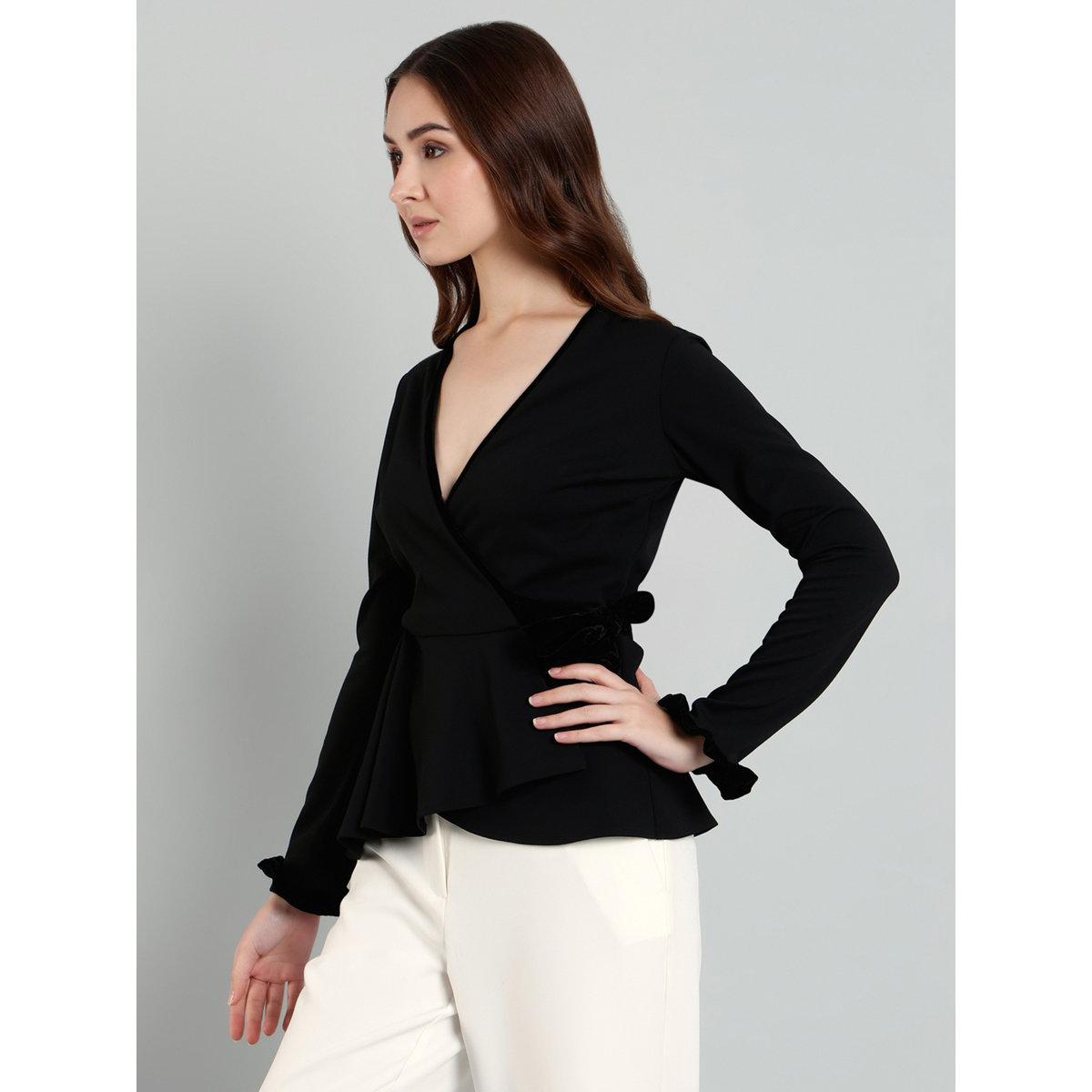 Mish Women Black Wrap Style Top-women-clothing-shirtsandblouses-blouses-image-4