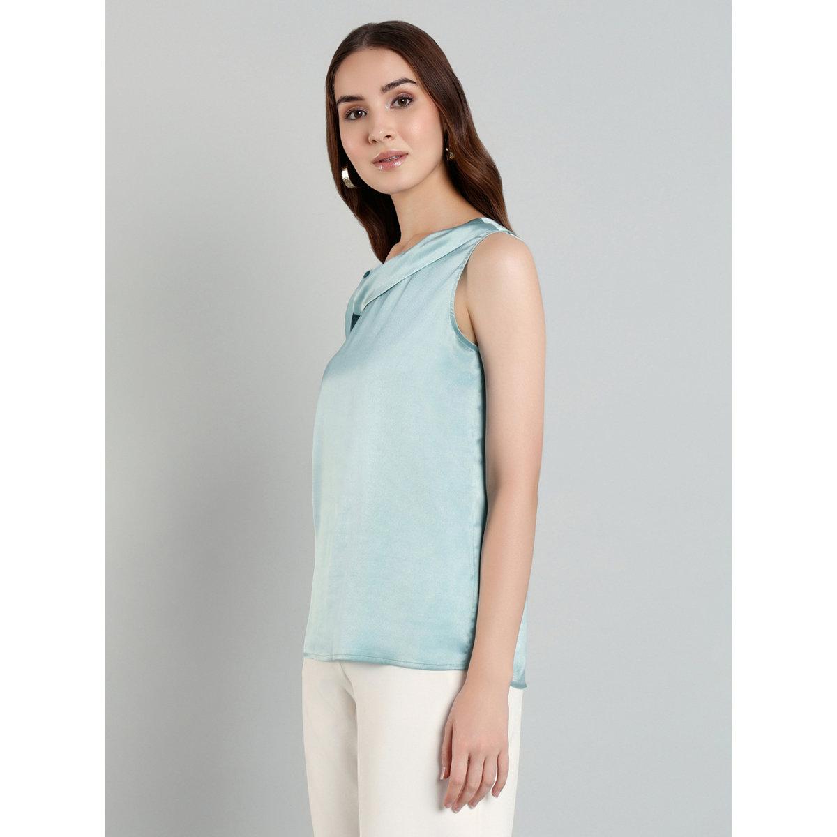بلوزة بياقة غير متماثلة مع تفاصيل أربطة-women-clothing-shirtsandblouses-blouses-image-4