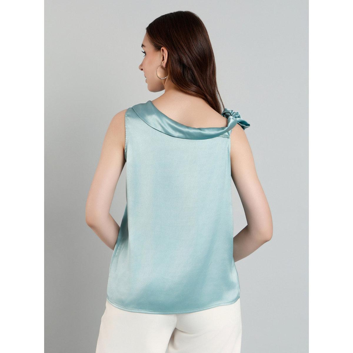 بلوزة بياقة غير متماثلة مع تفاصيل أربطة-women-clothing-shirtsandblouses-blouses-image-5