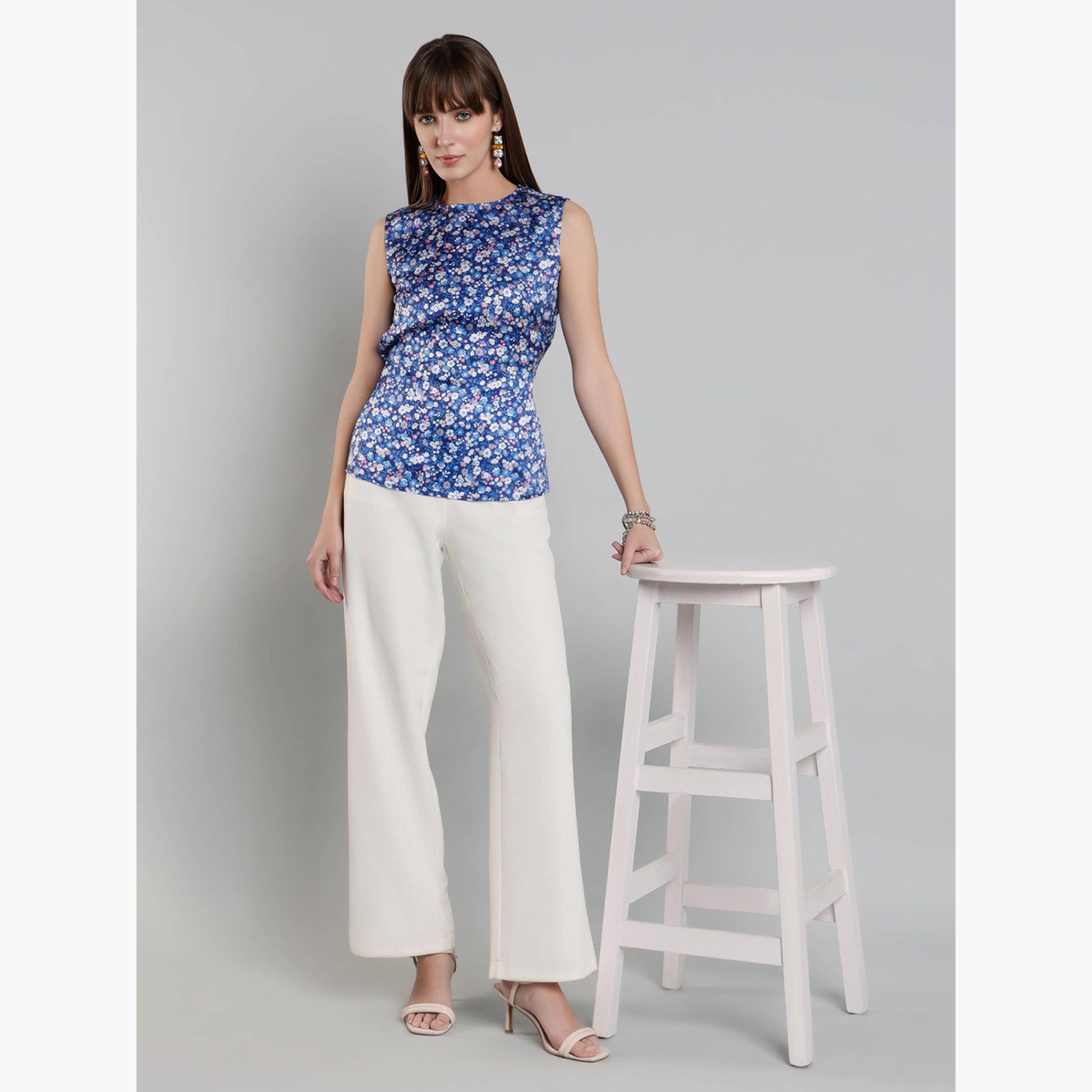 Mish Women Blue Floral Sleeveless Top-women-clothing-shirtsandblouses-blouses-image-3