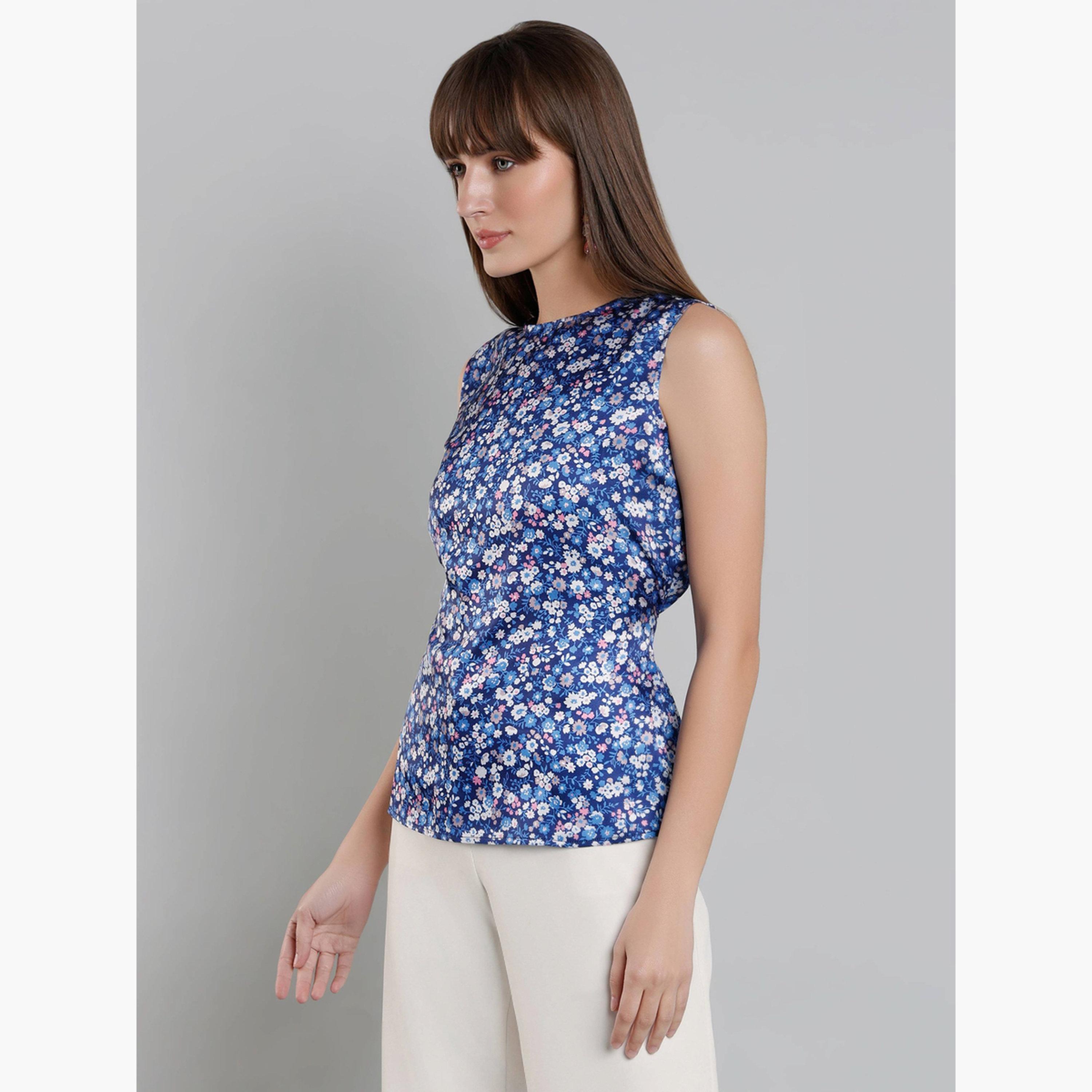 Mish Women Blue Floral Sleeveless Top-women-clothing-shirtsandblouses-blouses-image-5