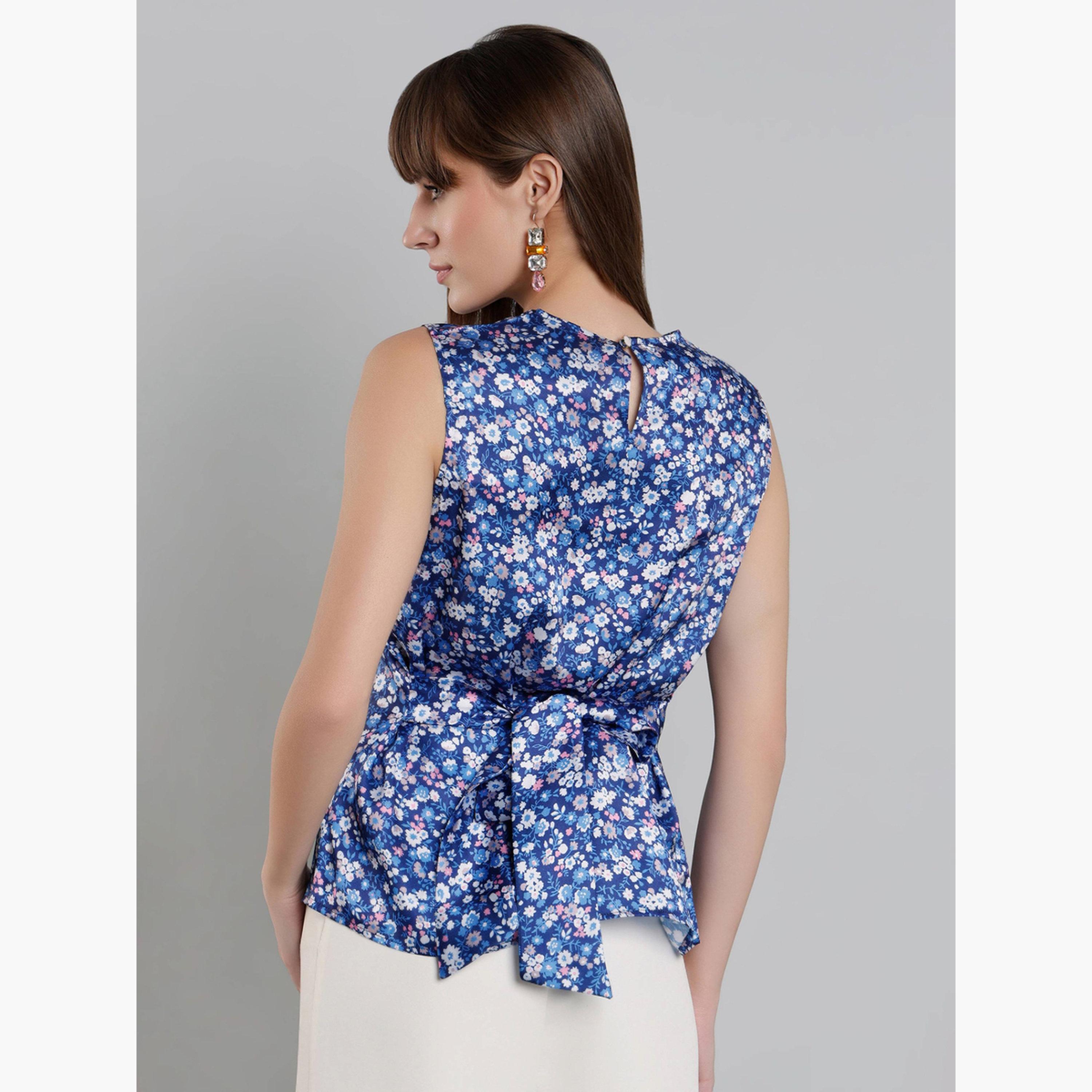 Mish Women Blue Floral Sleeveless Top-women-clothing-shirtsandblouses-blouses-image-6