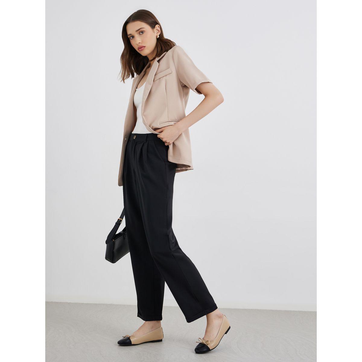 Styli Plain Mid Rise Pocket Detail Pants-women-clothing-bottoms-trousers-image-1