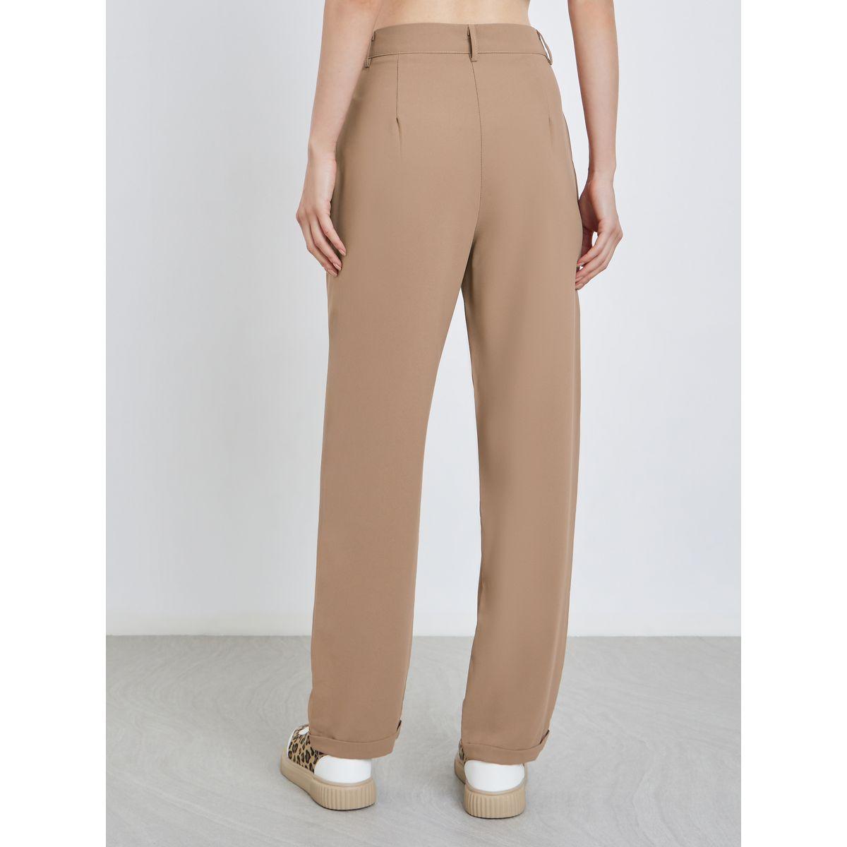 بنطال سادة بخصر متوسط مع تفاصيل جيوب-women-clothing-bottoms-trousers-image-4