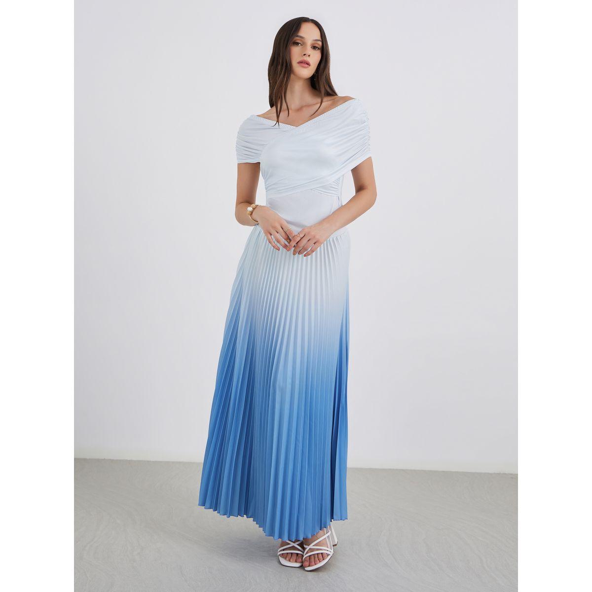 فستان طويل بطبعة أمبر مع تفاصيل كسرات-women-clothing-dresses-image-2