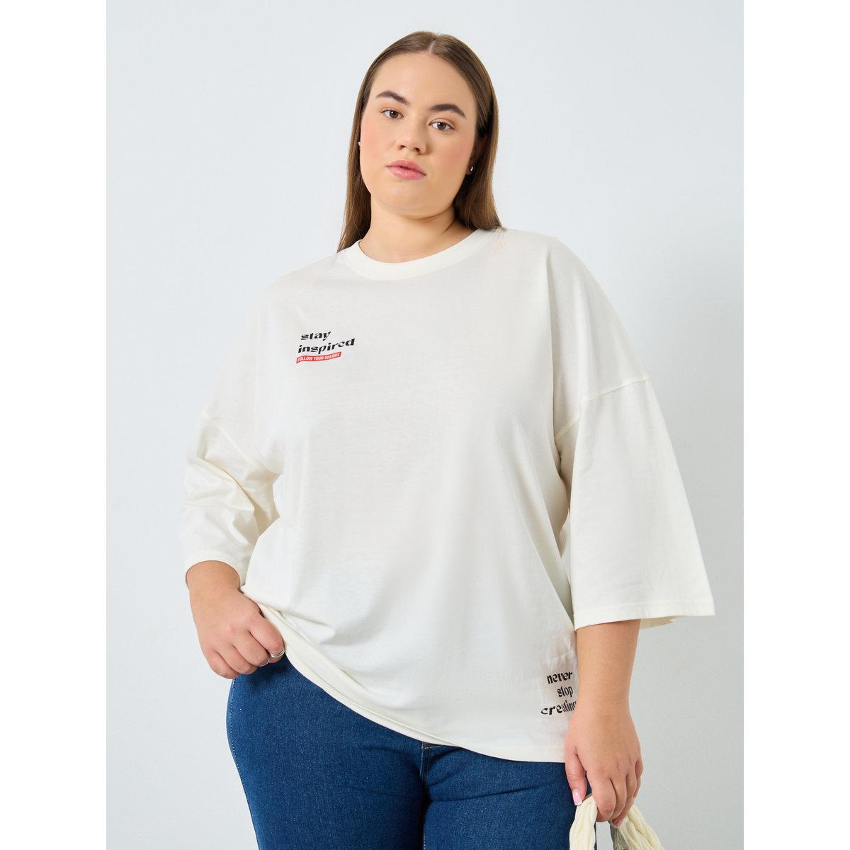 تيشيرت بطبعة كتابة ومقاس كبير-women-clothing-tshirts-image-1