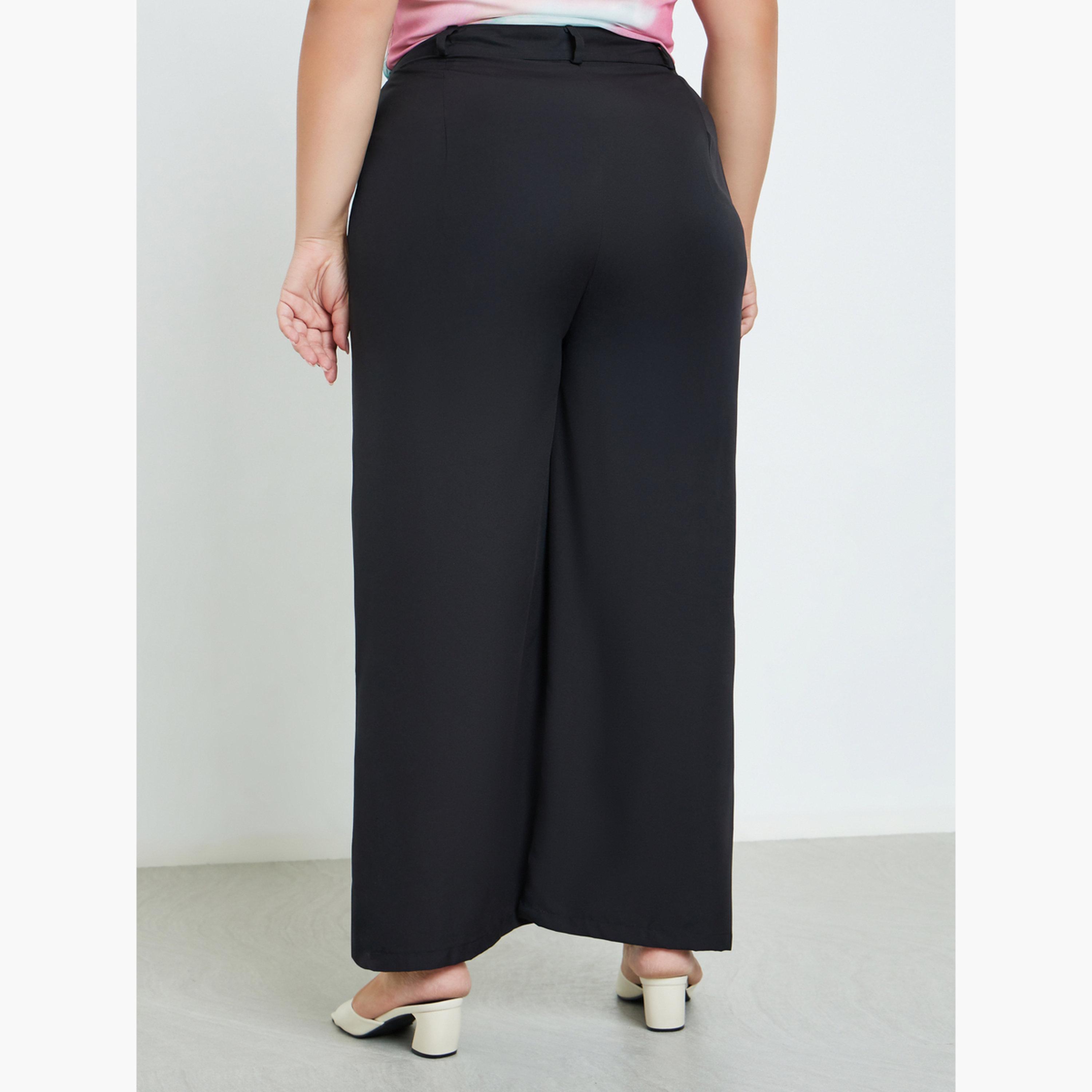 Styli Women Plus Size Black Wide Leg Trousers-women-clothing-bottoms-trousers-image-4