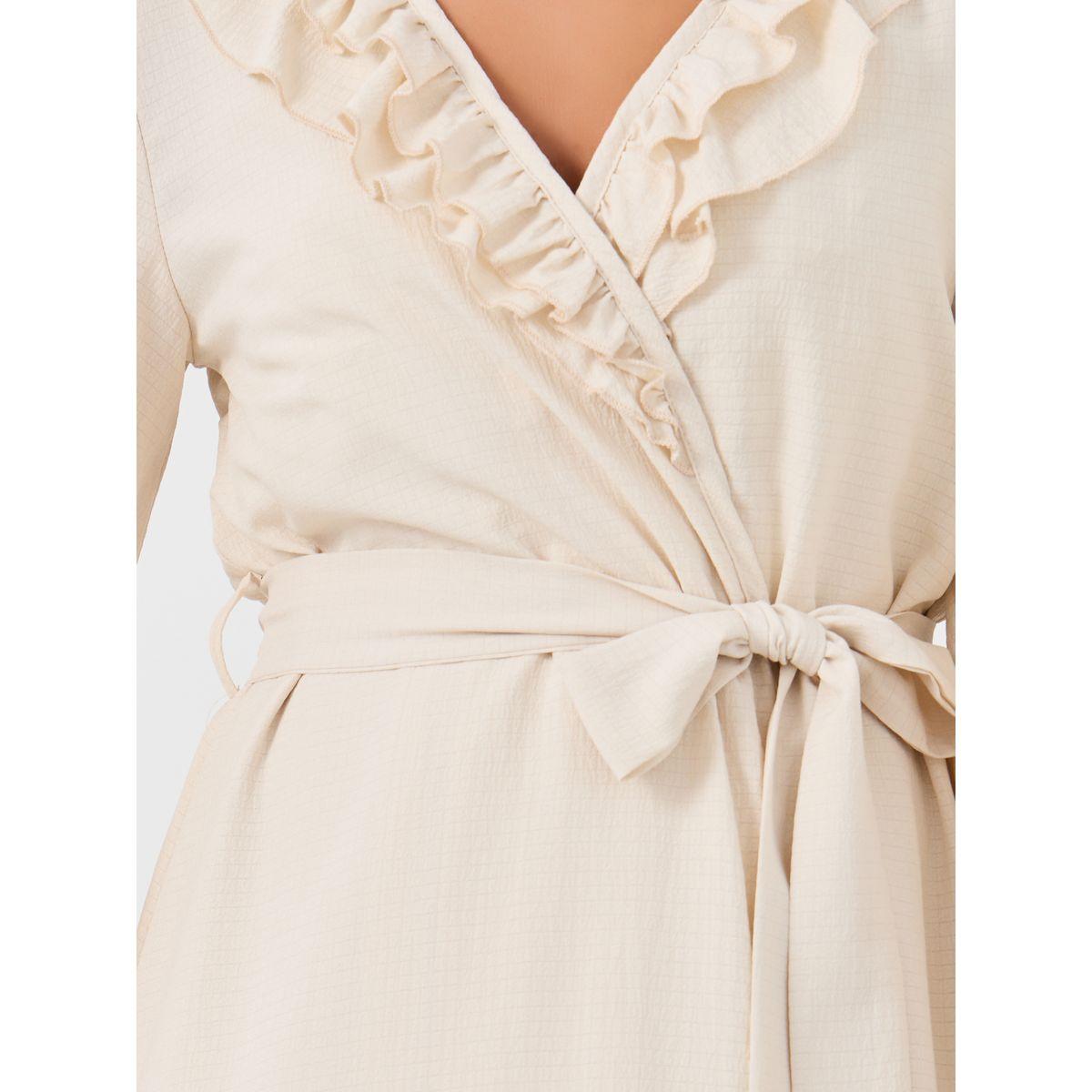 Styli Solid Strappy Slip Dress and Robe with Ruffle Set-women-clothing-nightwear-robes-image-4