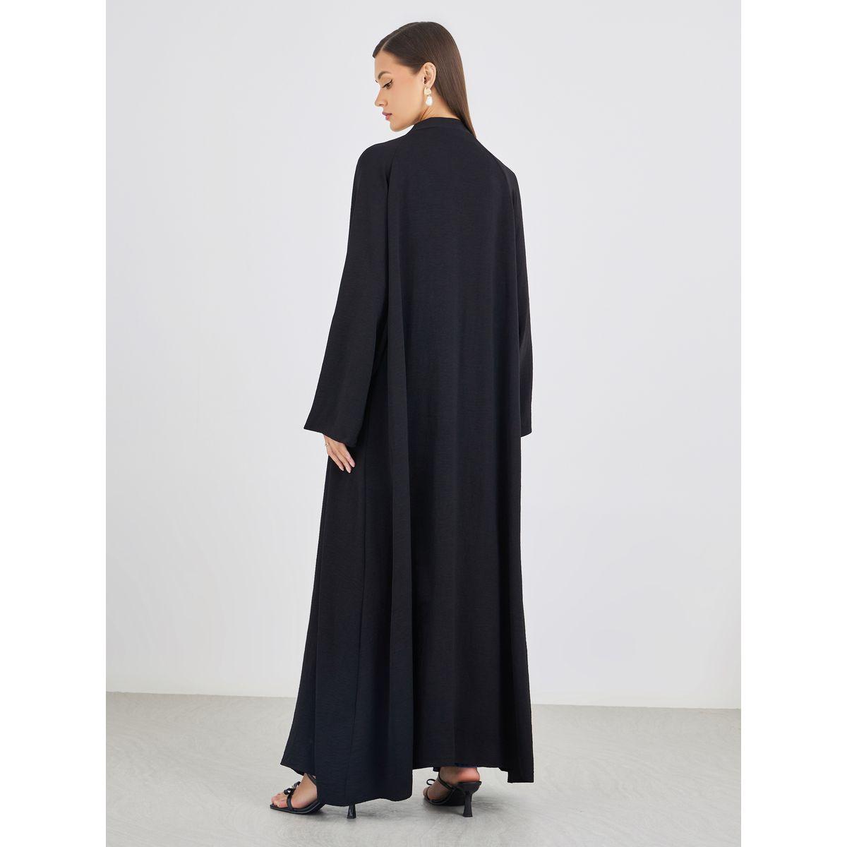 عباية مفتوحة من الأمام بتفاصيل بارزة الملمس-women-arabicclothing-abayas-image-5