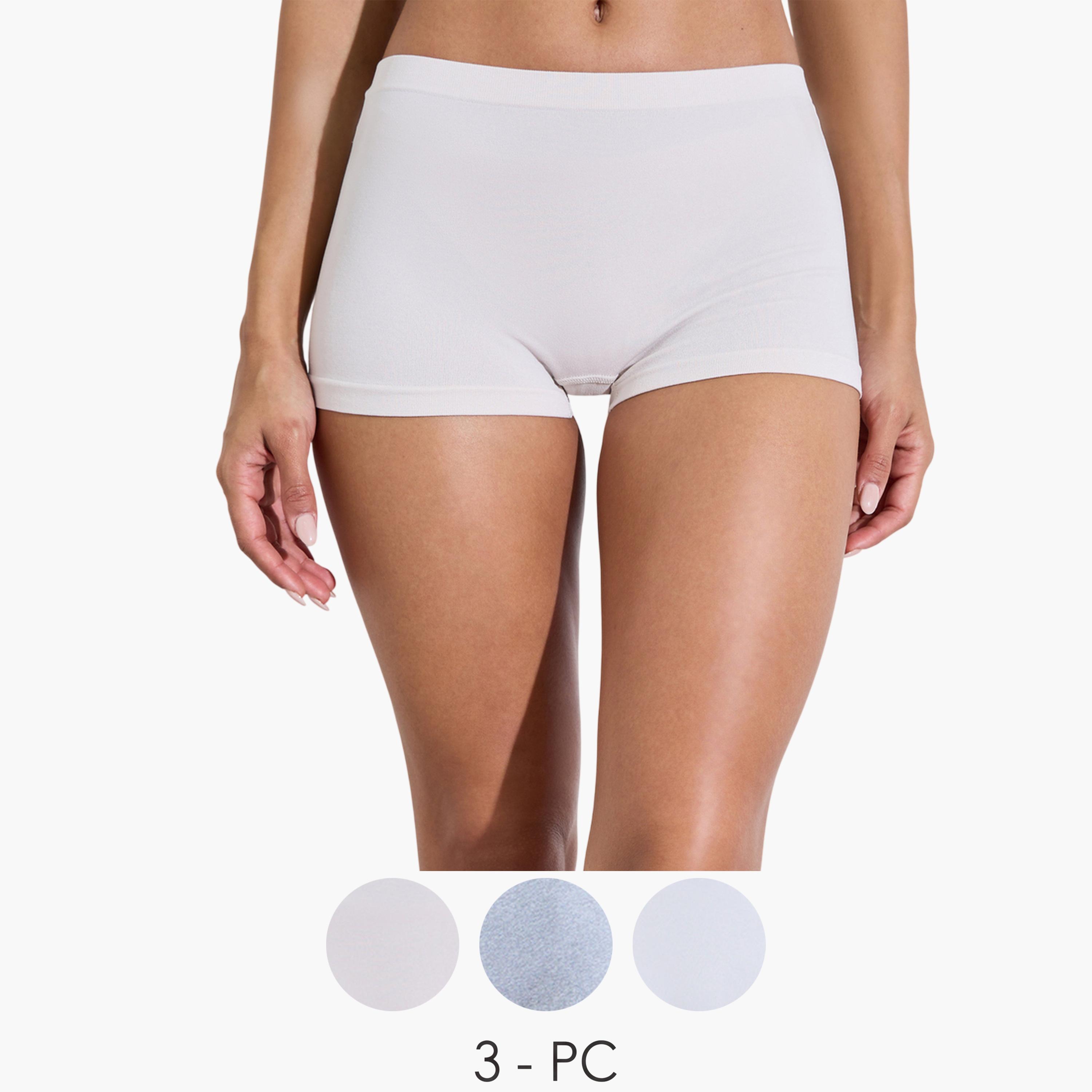 Styli Pack of 3 - Solid Cotton Boyshorts-women-clothing-lingerie-panties-image-1