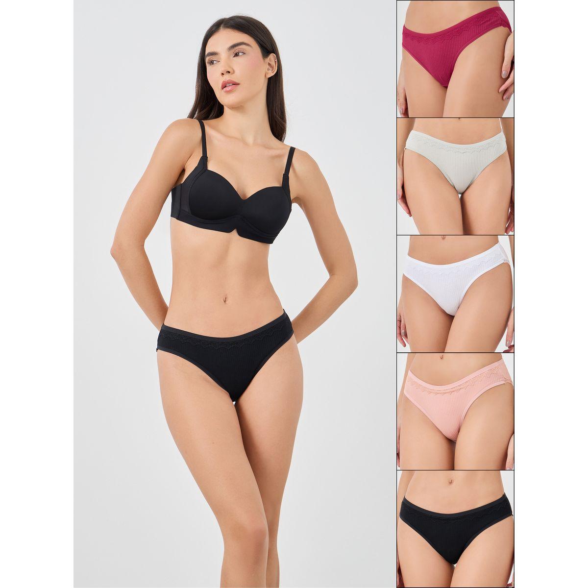 مجموعة من 4 سراويل داخلية بكيني بتفاصيل دانتيل-women-clothing-lingerie-panties-image-1