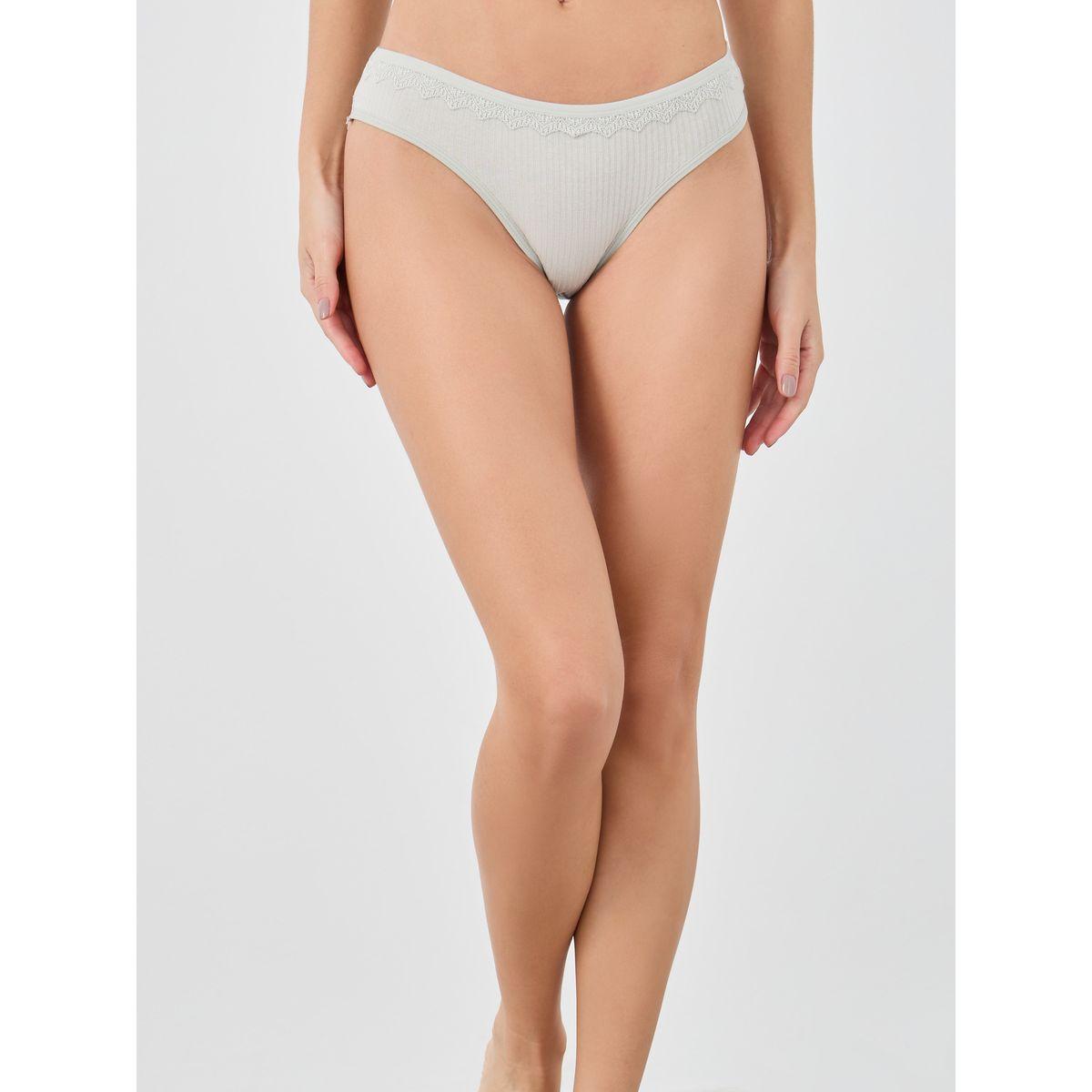Styli Pack of 5 - Ribbed Bikini Briefs with Scalloped Lace Trim-women-clothing-lingerie-panties-image-6