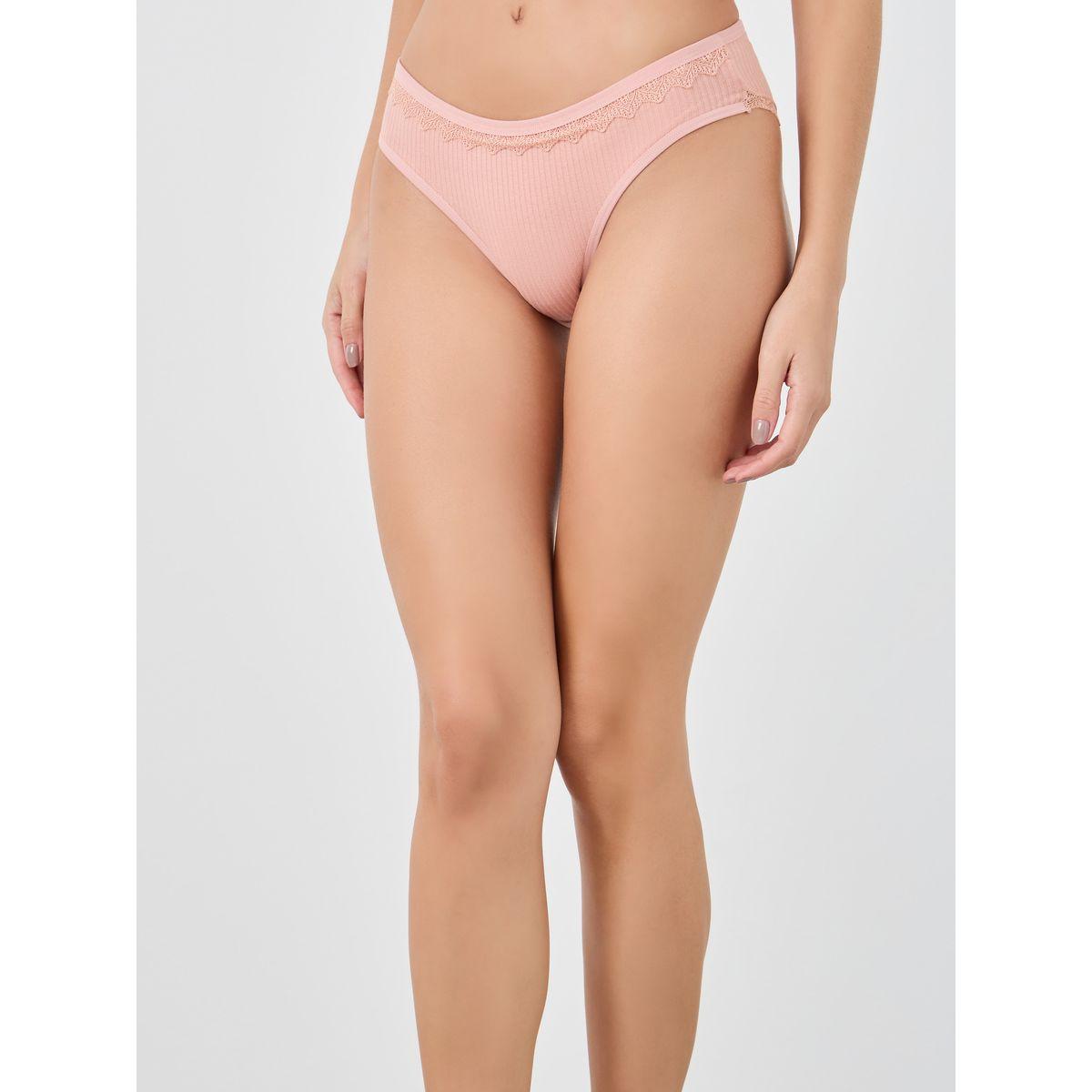 Styli Pack of 5 - Ribbed Bikini Briefs with Scalloped Lace Trim-women-clothing-lingerie-panties-image-8