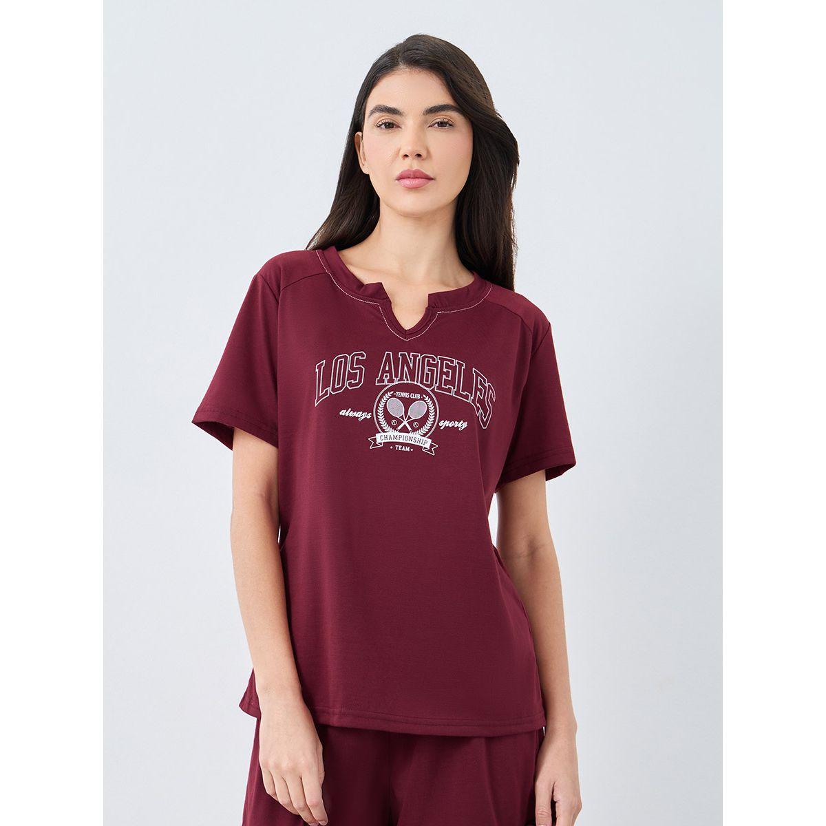 طقم منسق من شورت وتيشيرت بأكمام ريجلان-women-clothing-nightwear-pyjamas-shortsets-image-2
