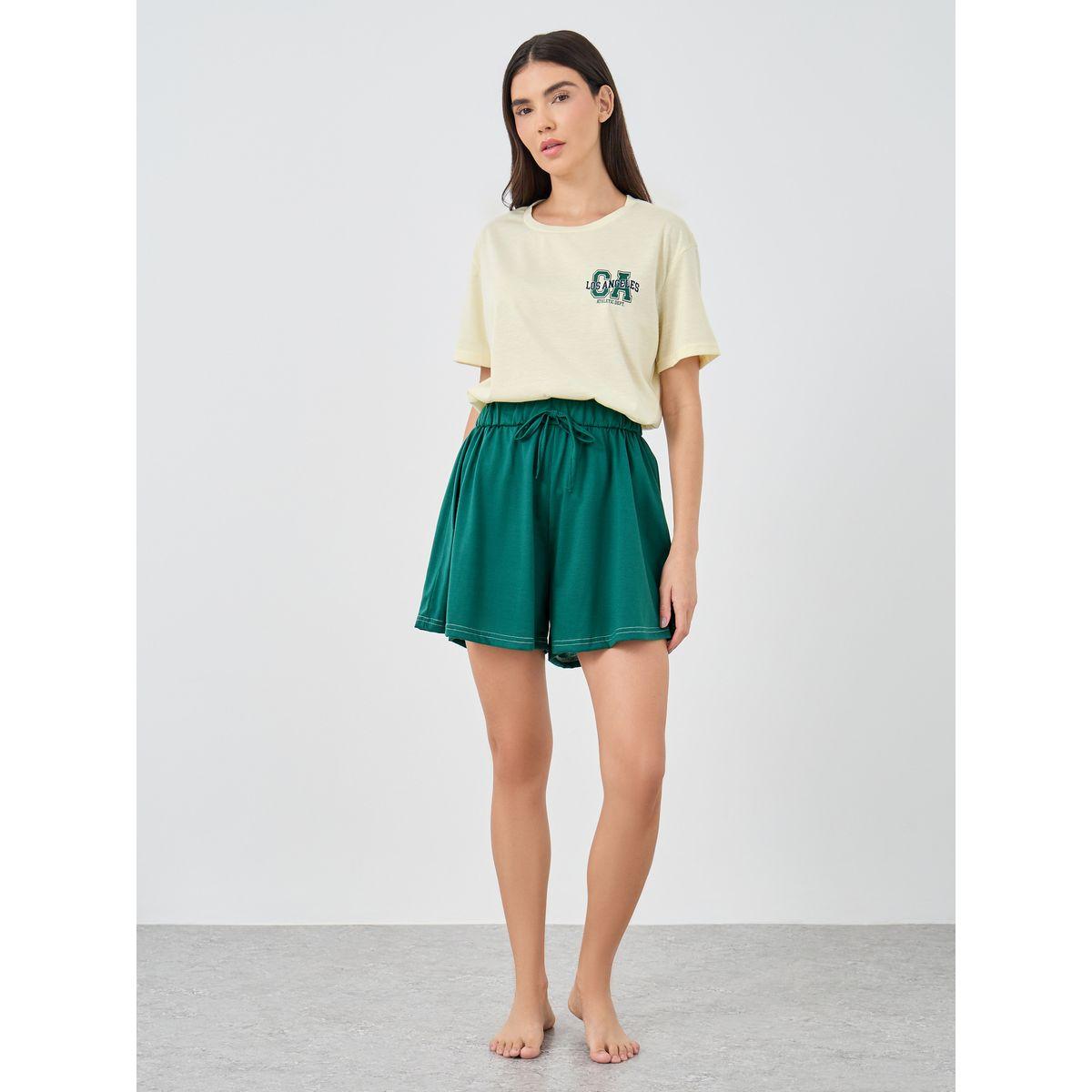 Styli LA Back Graphic Drop Shoulder T-Shirt and Shorts Set-women-clothing-nightwear-pyjamas-shortsets-image-2