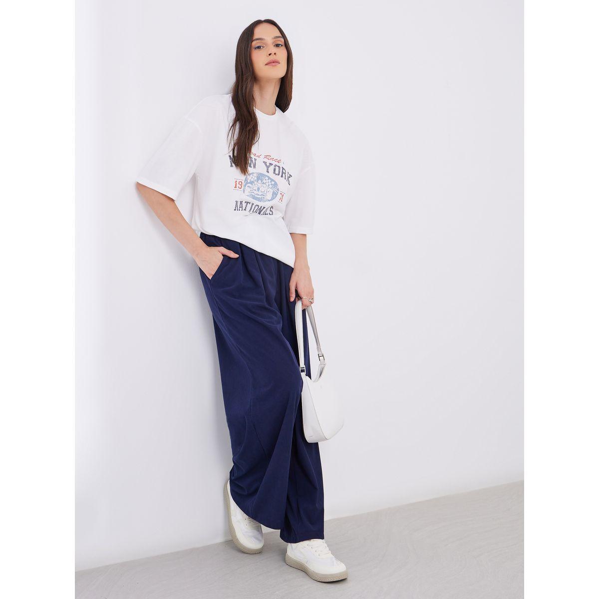 تيشيرت فضفاض بطبعة جرافيك وأكمام قصيرة-women-clothing-tshirts-image-2