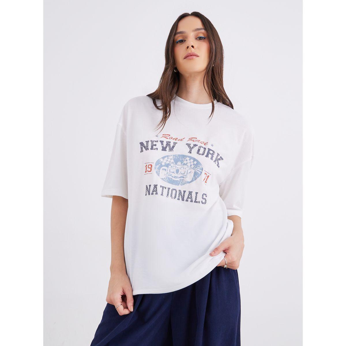 Styli Women Off White Graphic Print Short Sleeve Oversized T-Shirt-women-clothing-tshirts-image-3