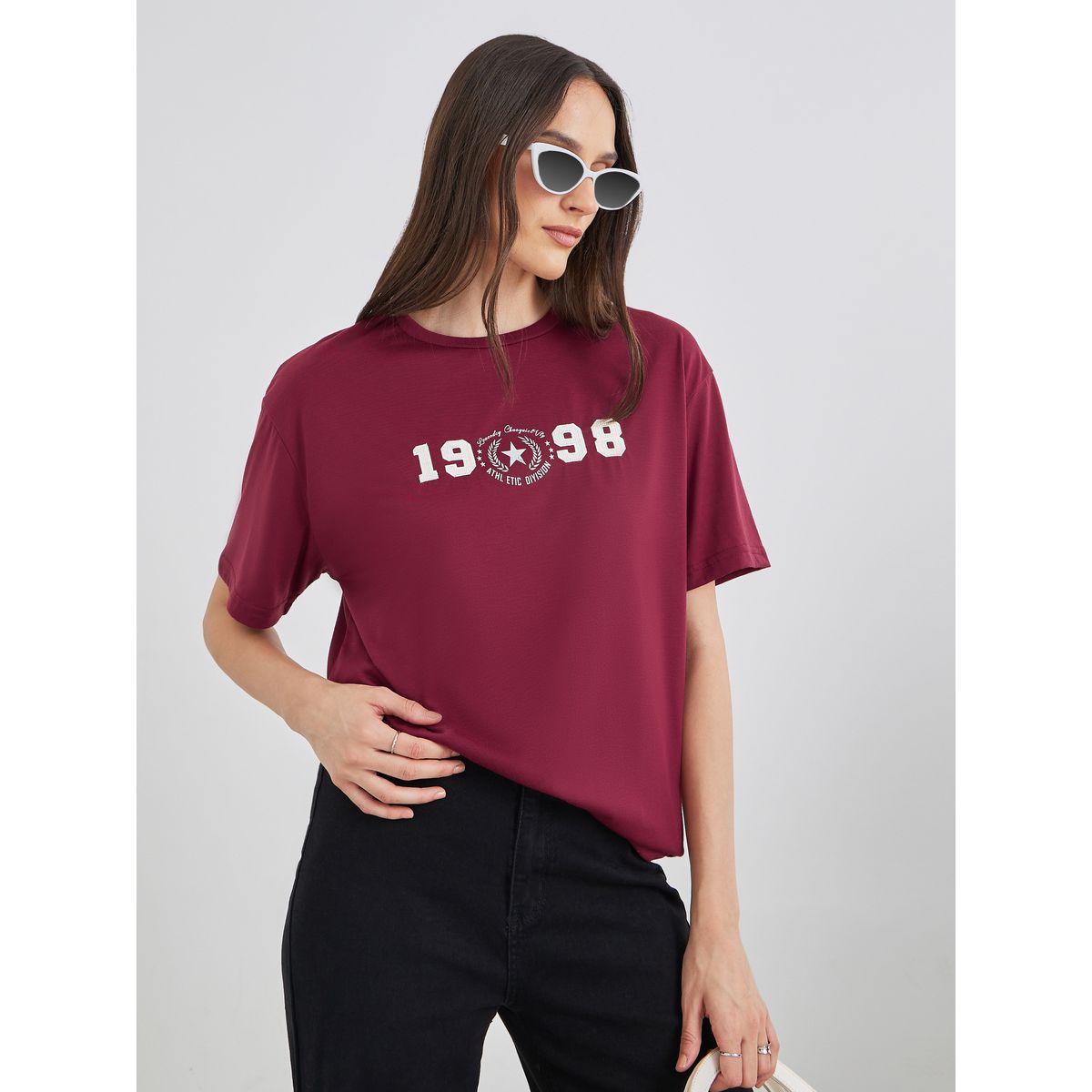 تيشيرت فضفاض بطبعة جرافيك وأكمام قصيرة-women-clothing-tshirts-image-1