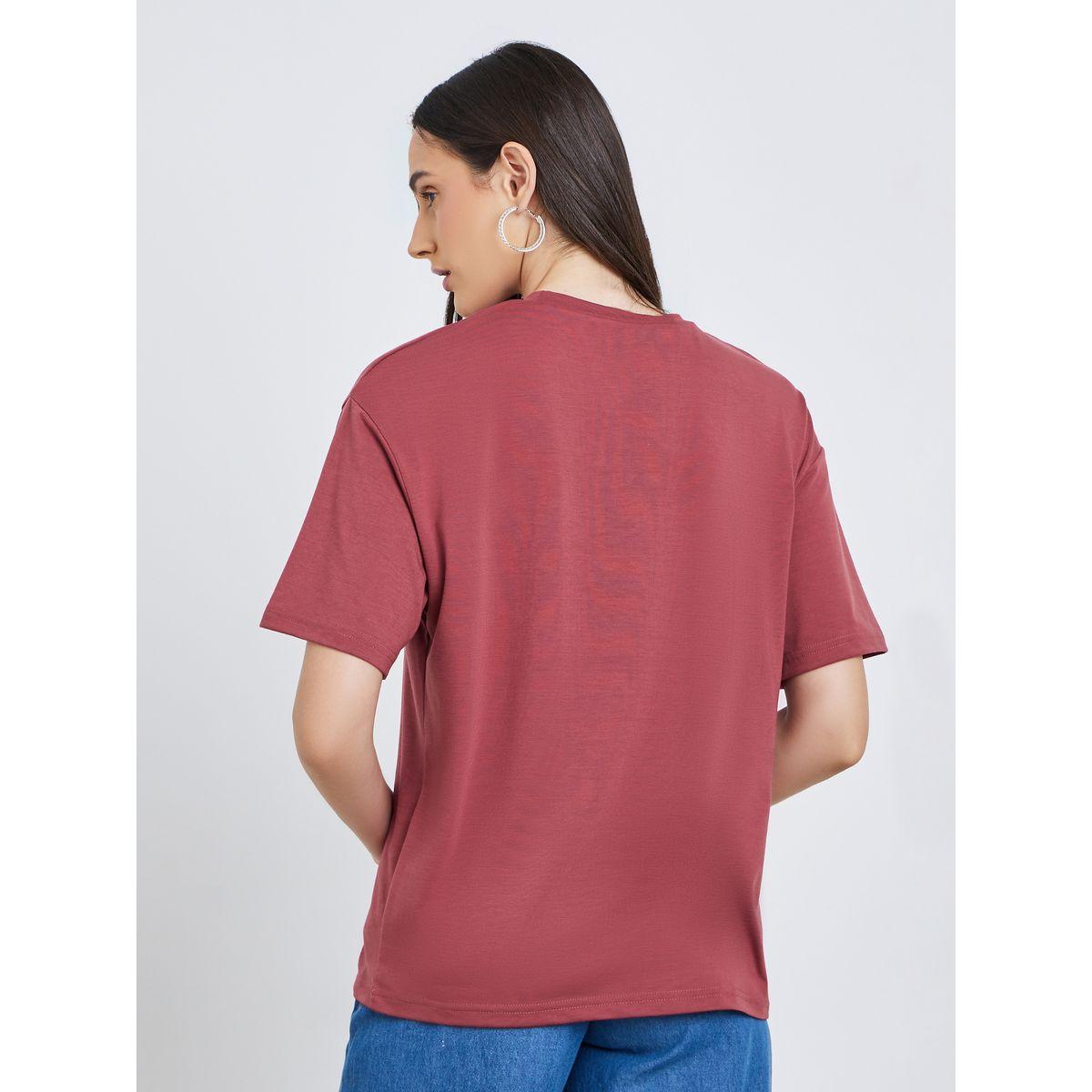 Styli Women Red Bondi Beach Embroidered Oversized T-Shirt-women-clothing-tshirts-image-5