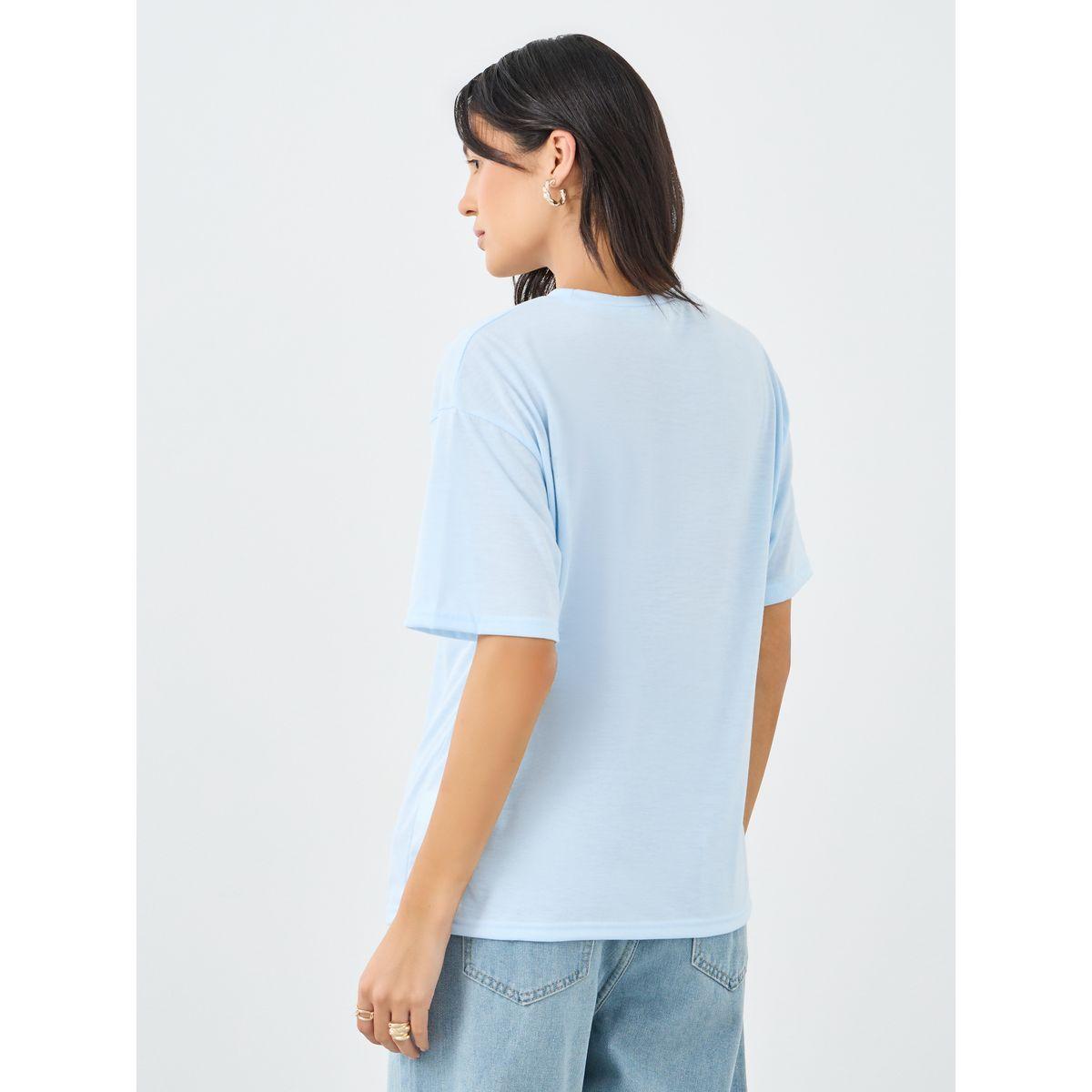 Styli Women Light Blue Bondi Beach Embroidered Oversized T-Shirt-women-clothing-tshirts-image-5
