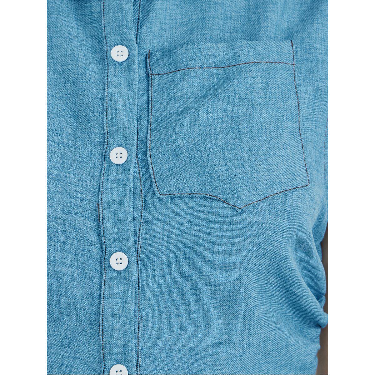 Styli Solid Spread Collar Buttoned Sleeveless Shirt-women-clothing-shirtsandblouses-shirts-image-3