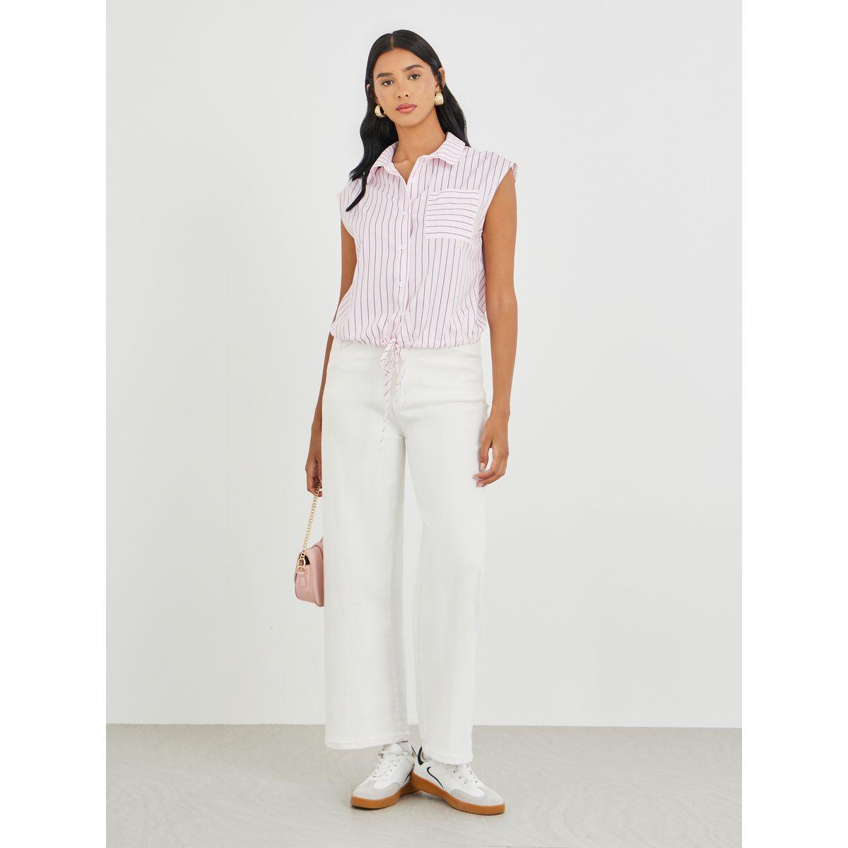بلوزة مخططة بلا أكمام مع أزرار-women-clothing-shirtsandblouses-shirts-image-2