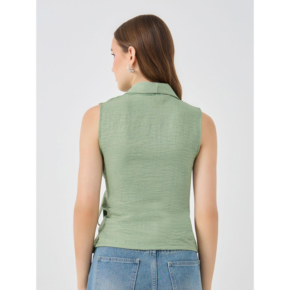Styli Solid Sleeveless Wrap Top with Tie-Up Detail-women-clothing-shirtsandblouses-blouses-image-4