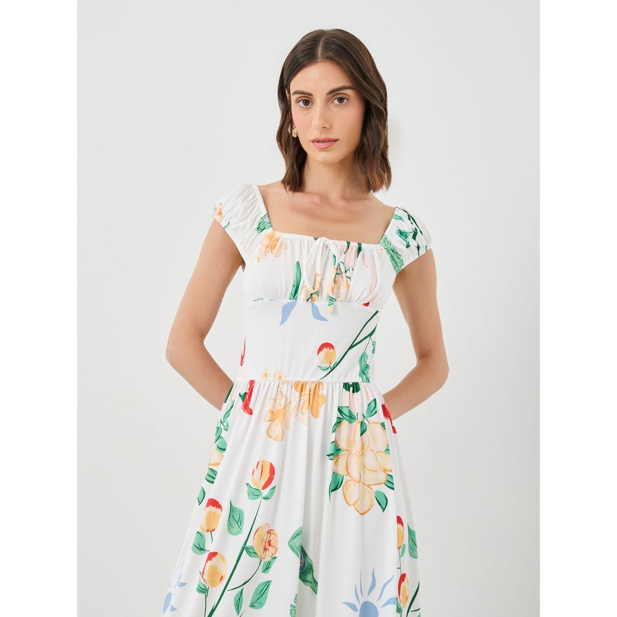 فستان طويل بطبعة زهور وتفاصيل مُجمعة-women-clothing-dresses-image-3