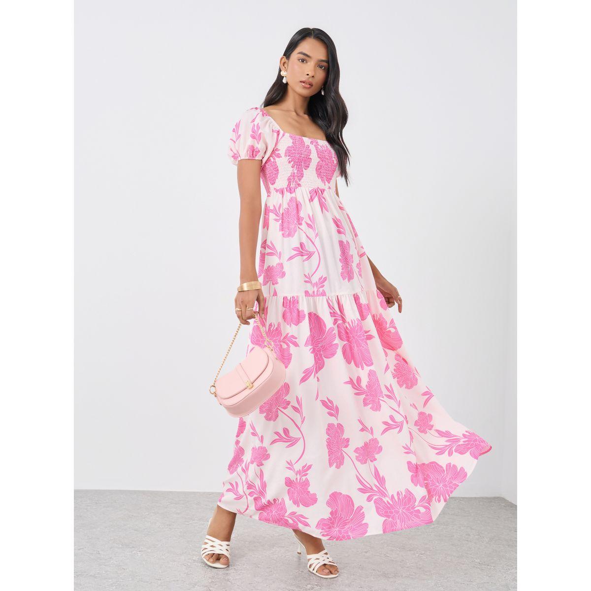 Styli Floral Print Puff Sleeve A-Line Maxi Dress-women-clothing-dresses-image-1