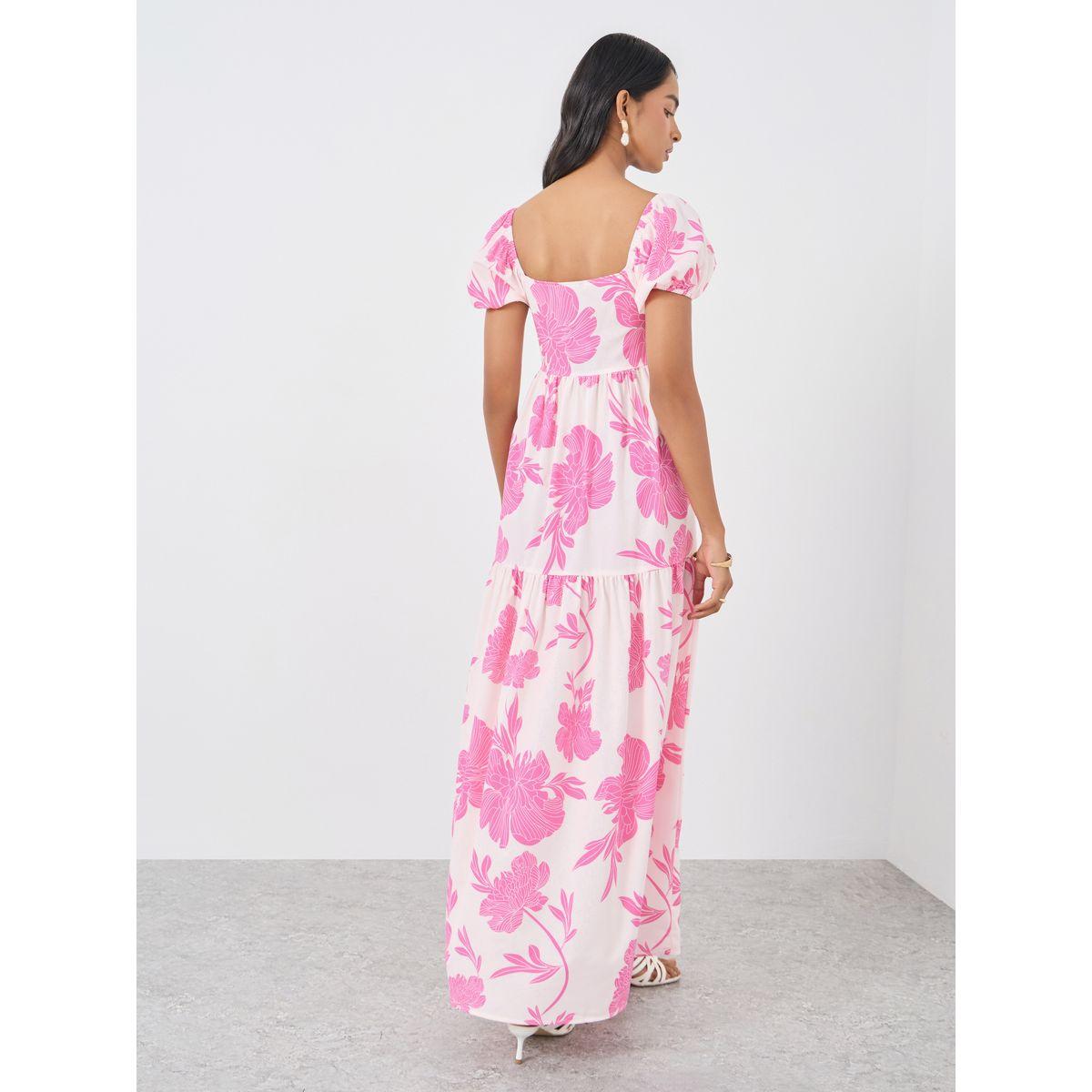 فستان طويل مطبع بزهور وأكمام منفوخة-women-clothing-dresses-image-5