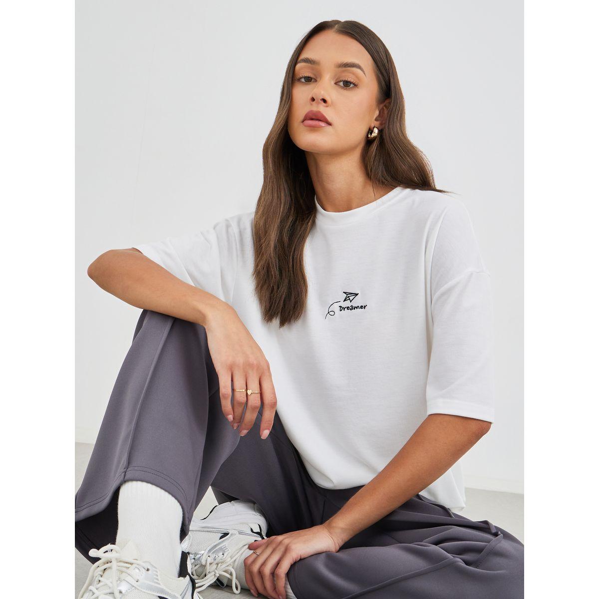 Styli Embroidered Round Neck Oversized T-Shirt-women-clothing-tshirts-image-1