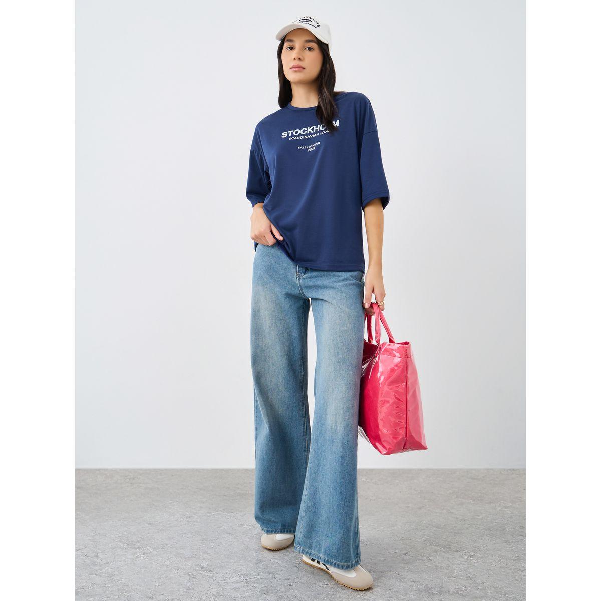 Styli Slogan Print Round Neck Oversized T-Shirt-women-clothing-tshirts-image-2