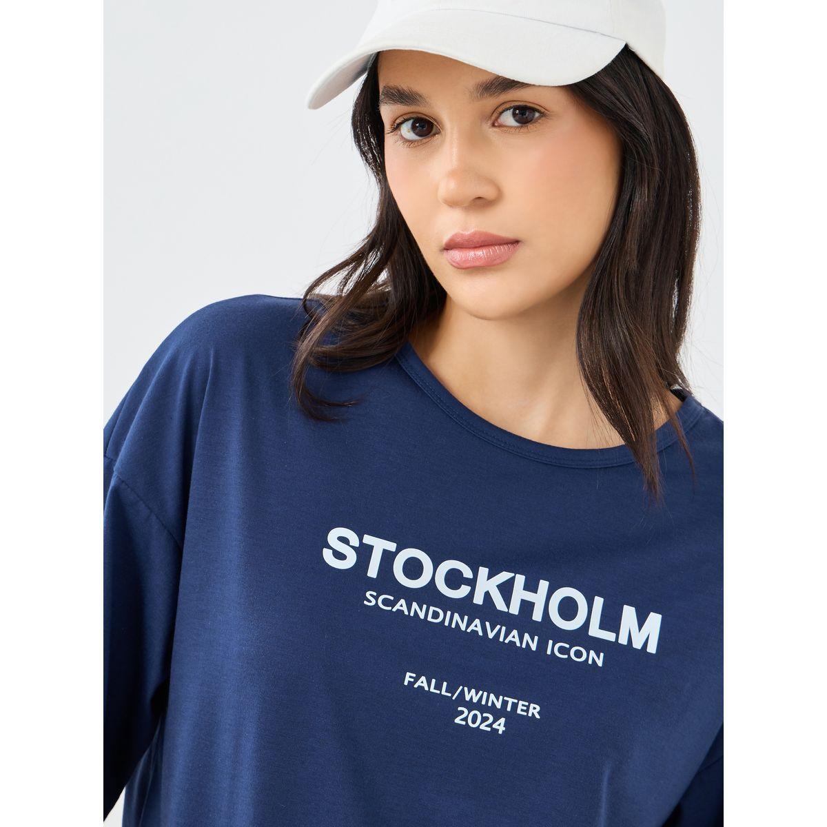 Styli Slogan Print Round Neck Oversized T-Shirt-women-clothing-tshirts-image-3