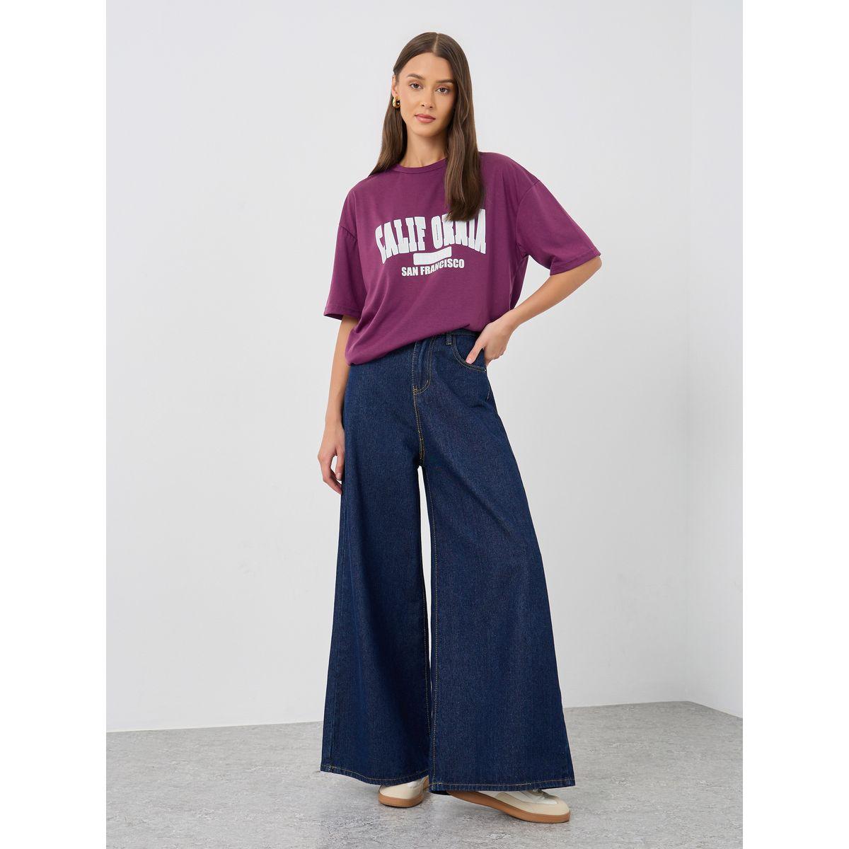 Styli Slogan Print Round Neck Oversized T-Shirt-women-clothing-tshirts-image-2