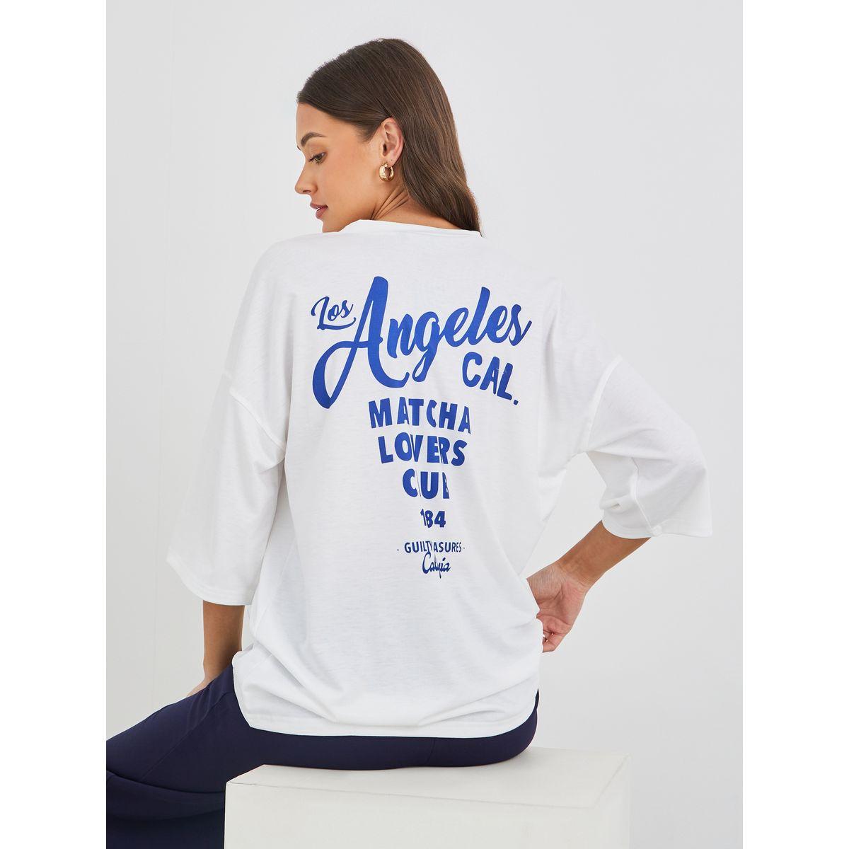 تيشيرت بطبعة كتابة وأكمام قصيرة-women-clothing-tshirts-image-1