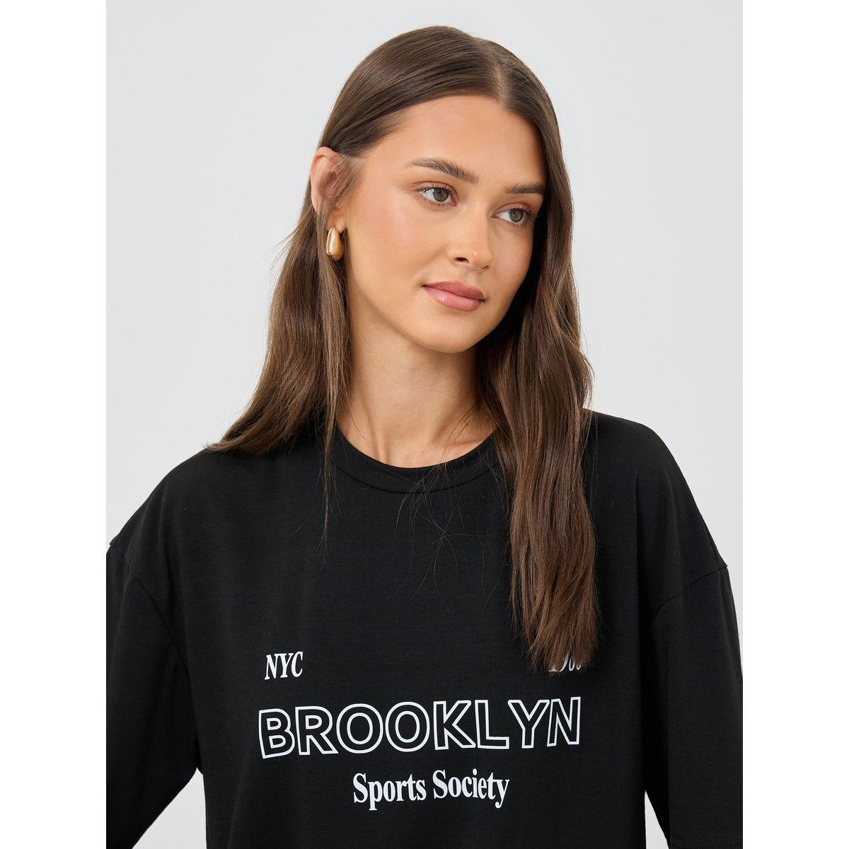 Styli Slogan Print Round Neck Oversized T-Shirt-women-clothing-tshirts-image-3