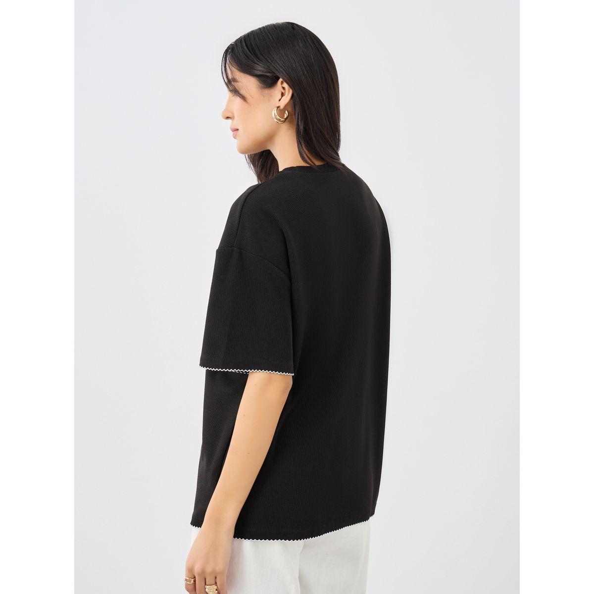 تيشيرت فضفاض بتفاصيل بارزة الملمس-women-clothing-tshirts-image-5