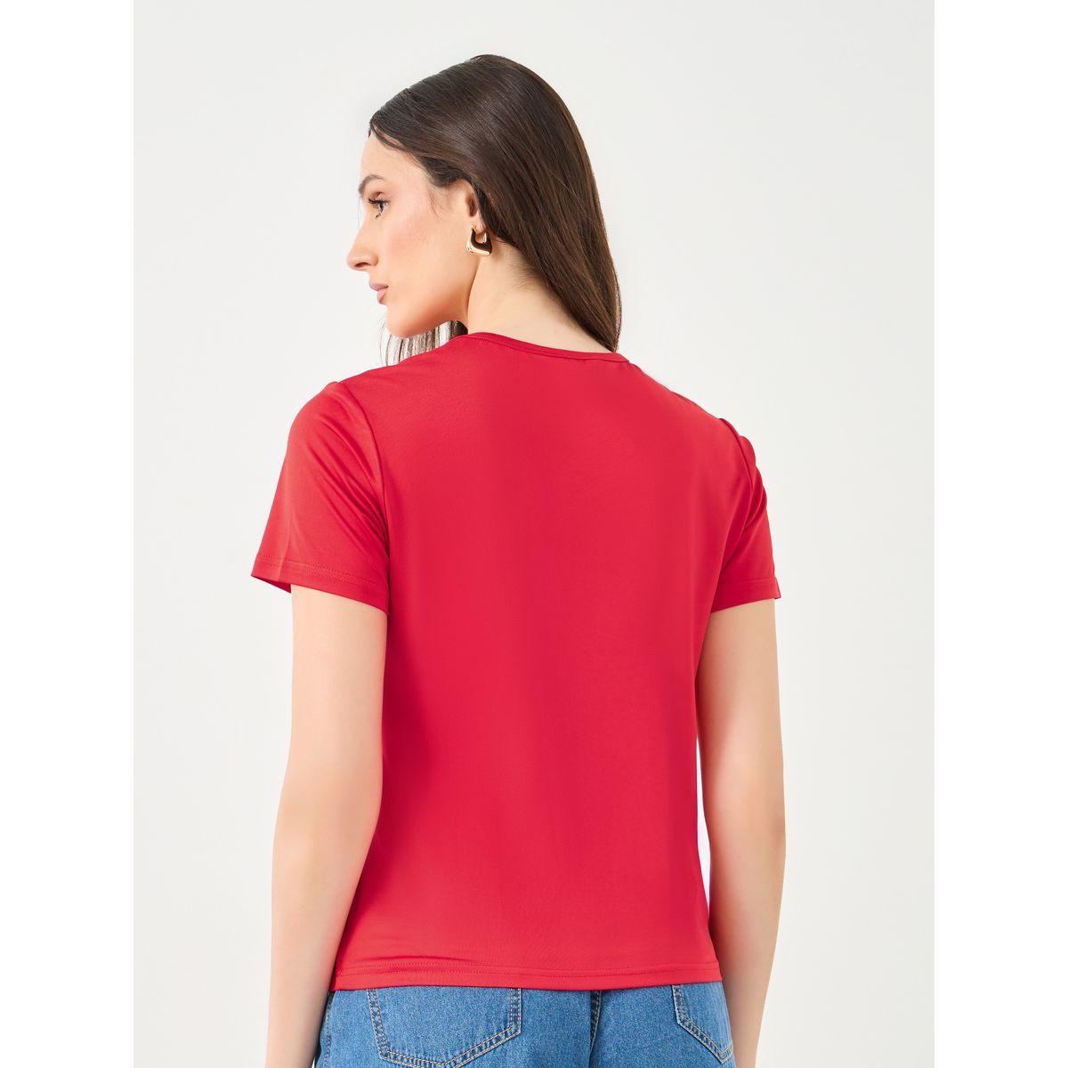تيشيرت بقصة عادية وطبعة كتابة-women-clothing-tshirts-image-5
