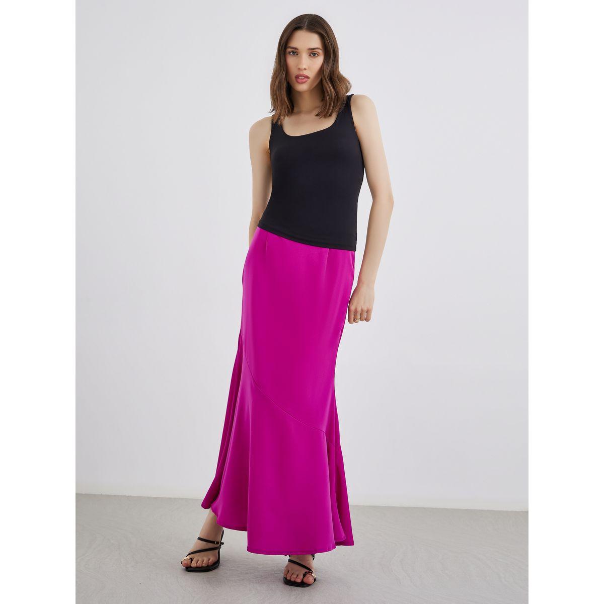 Styli Solid Frill Hem Maxi Skirt-women-clothing-bottoms-skirts-image-1